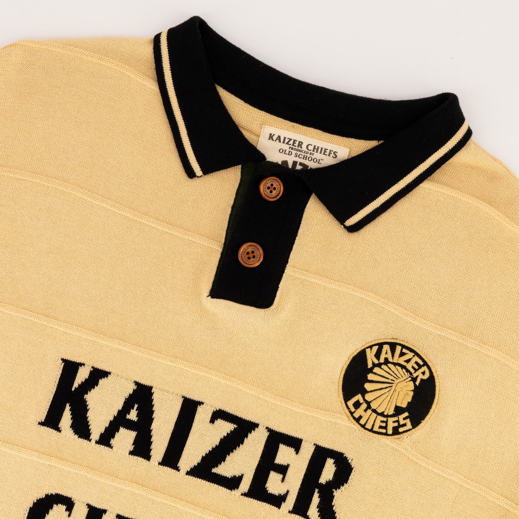 Kaizer Chiefs Long Sleeve Knitted Jersey - Butter - Old School