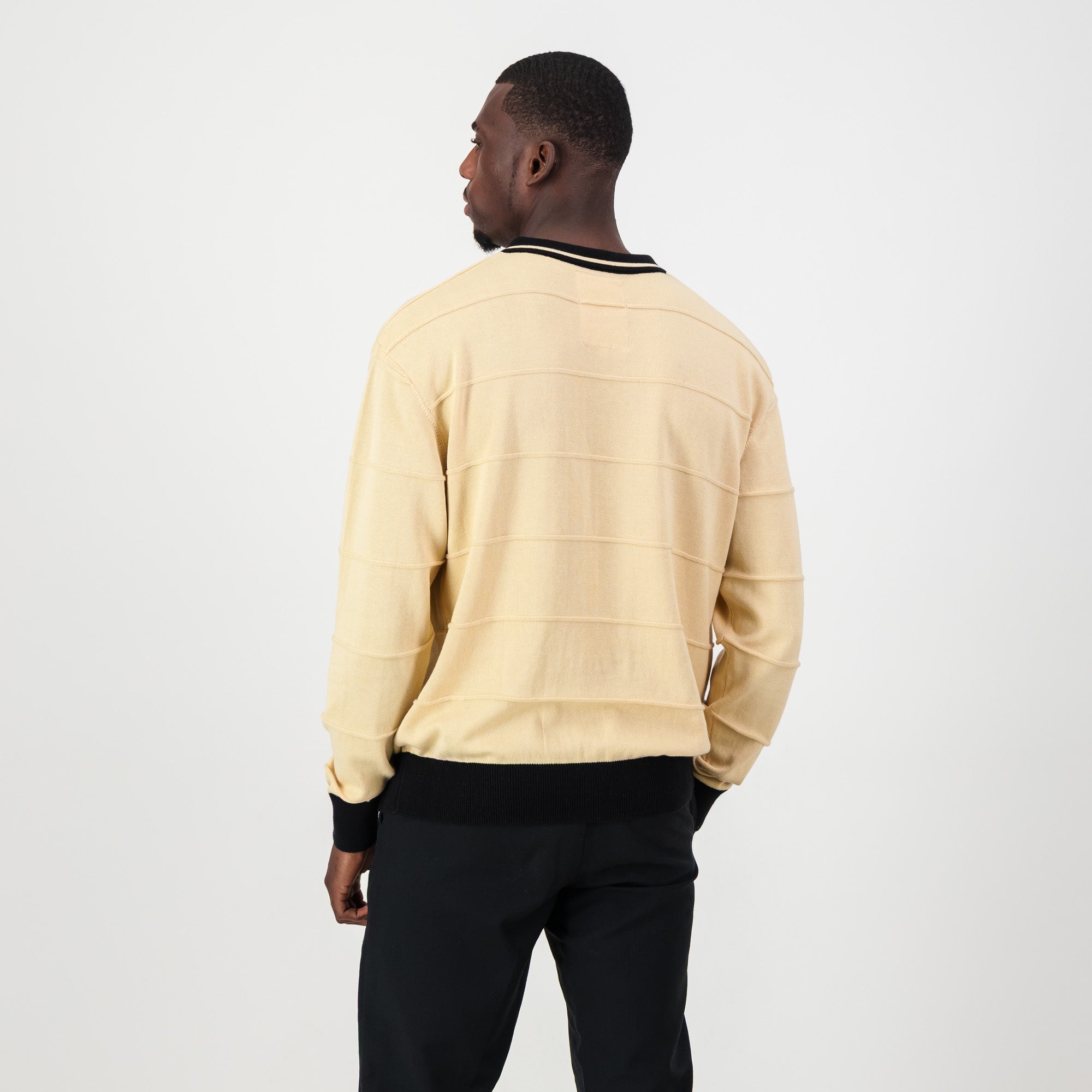Kaizer Chiefs Long Sleeve Knitted Jersey - Butter - Old School