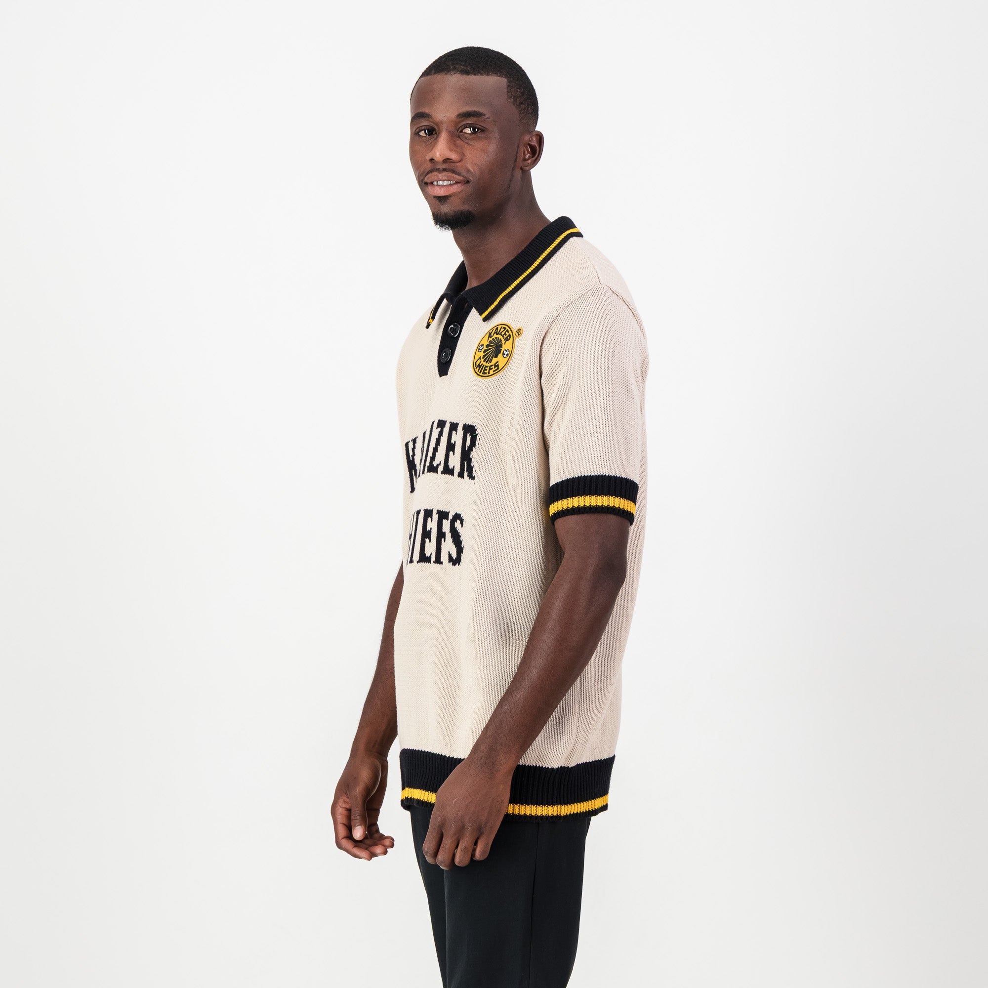 Kaizer Chiefs SS Knitted Jersey - Ivory - Old School
