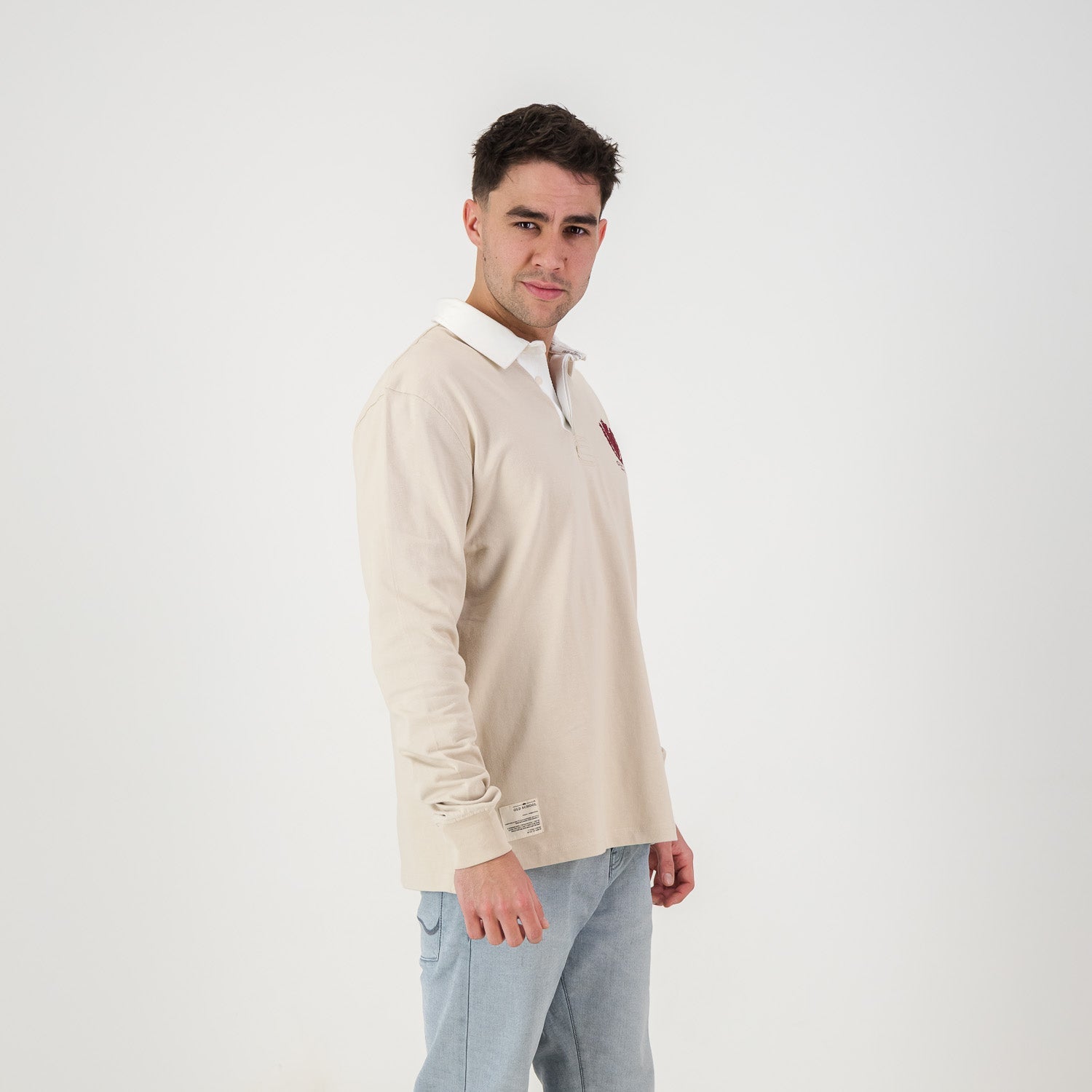 Old School Heraldic LS Rugby Jersey - Ivory - Old School