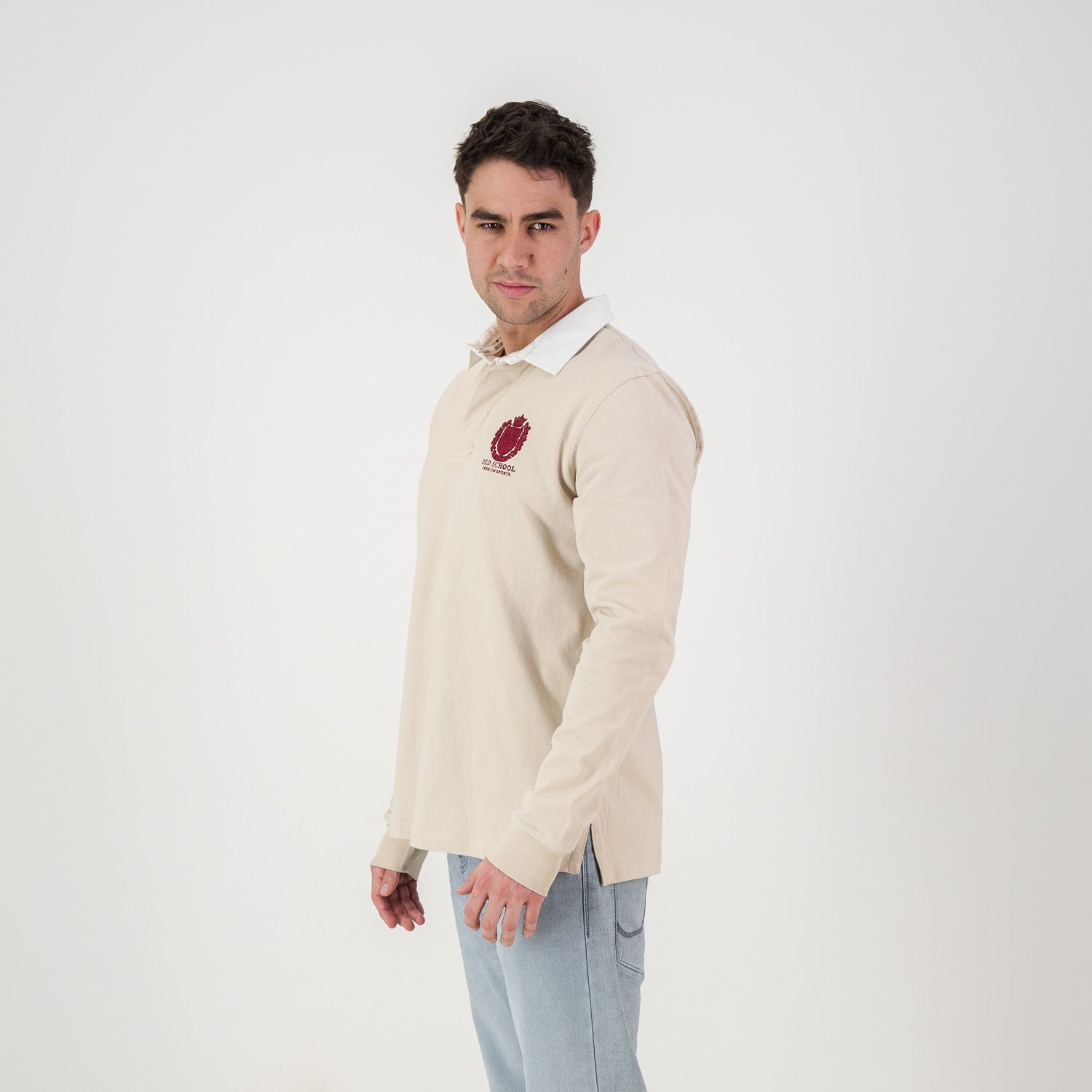 Old School Heraldic LS Rugby Jersey - Ivory - Old School