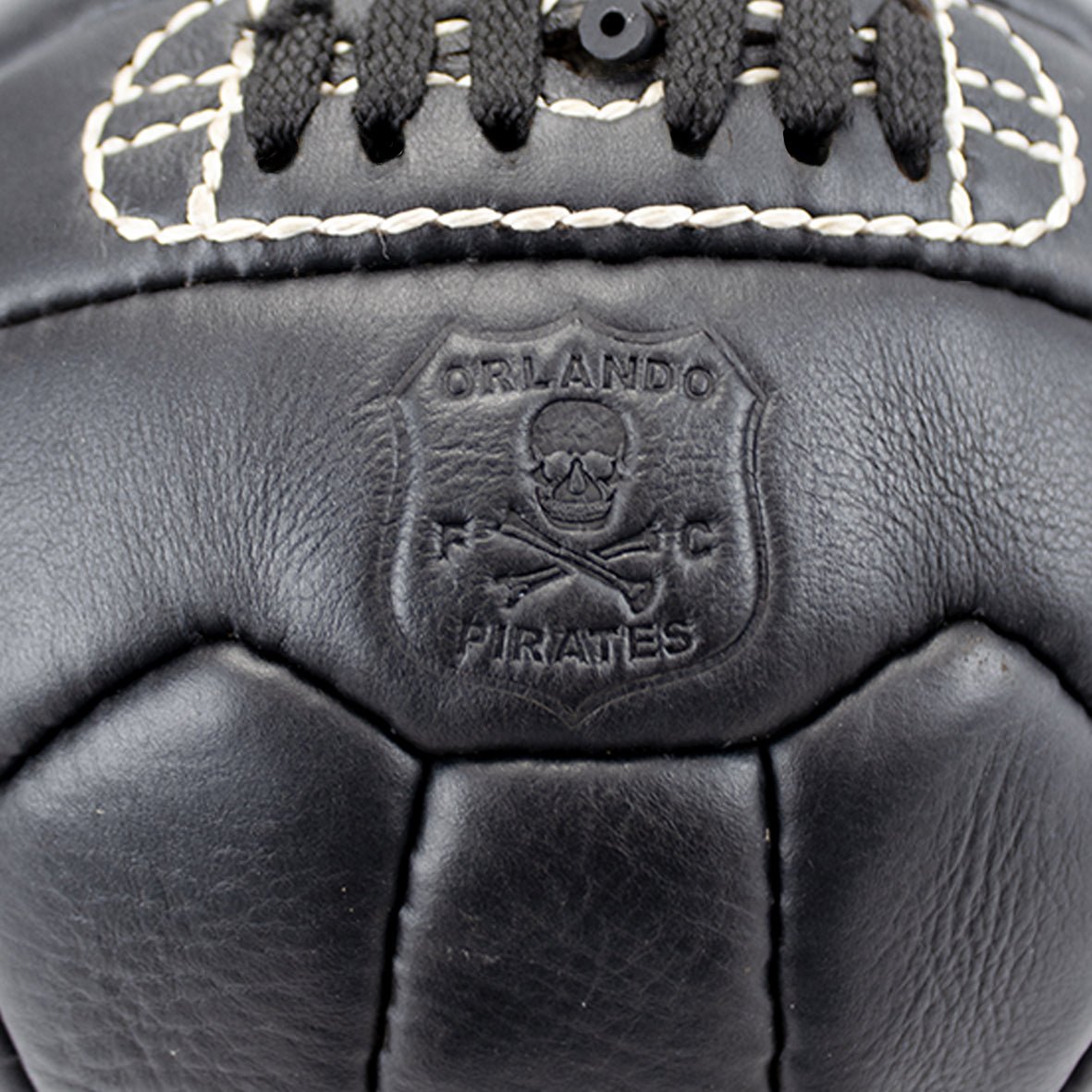 Orlando Pirates Leather Soccer Ball - Black - Old School