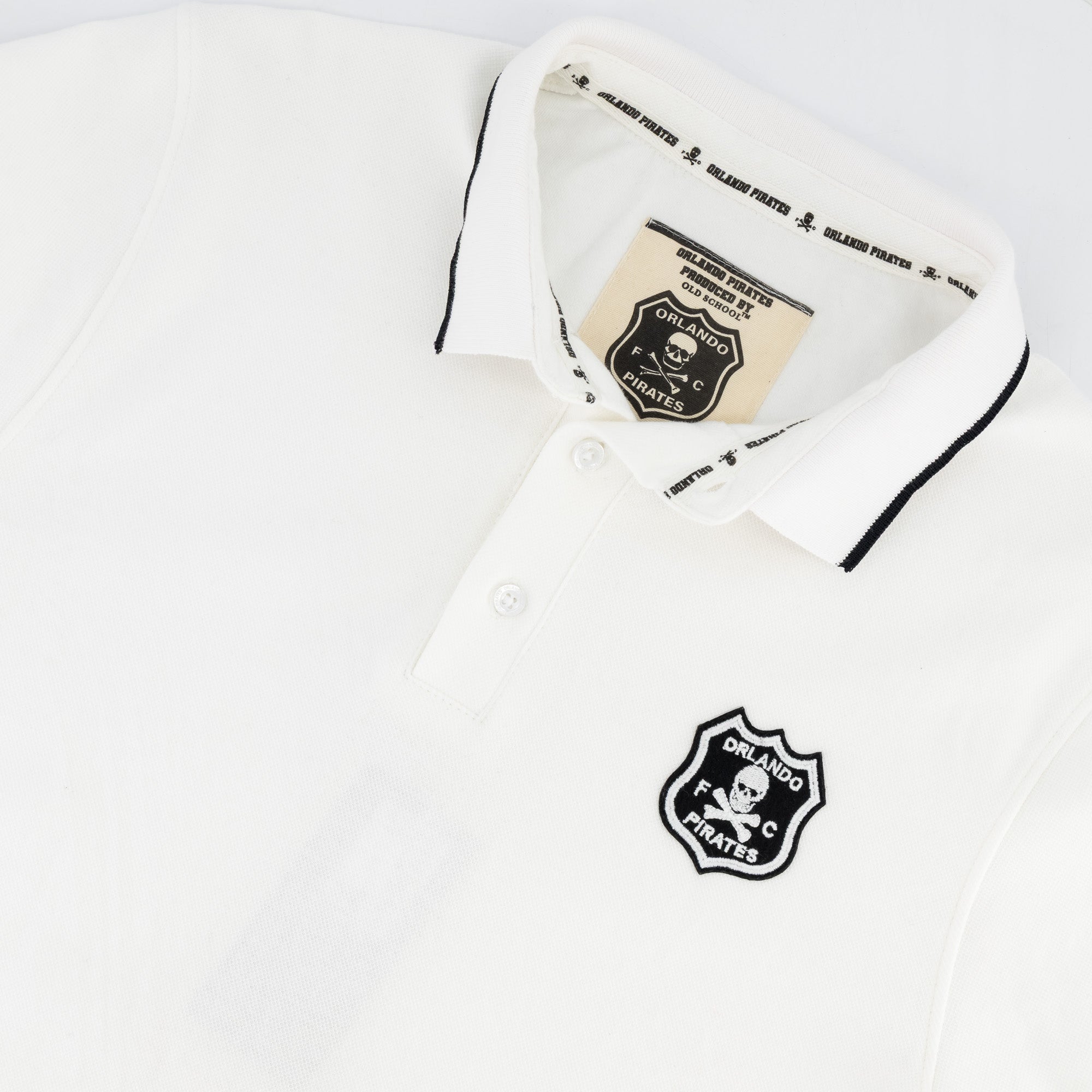 Orlando Pirates Tipped Polo - White - Old School