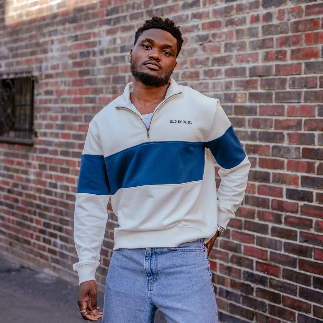 Quarter Zip Sweater - Navy - Old School