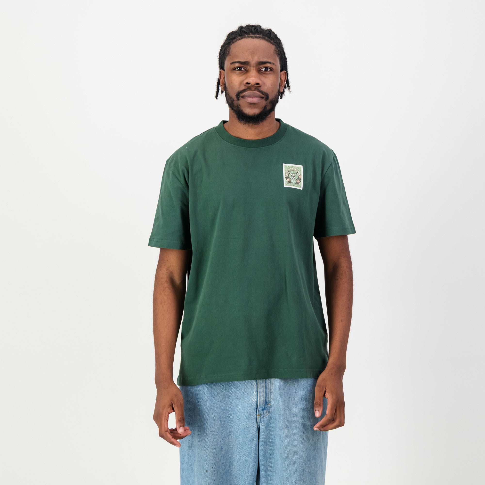 SA Supporters Stamp Reg Crew Tee - OS Green - Old School