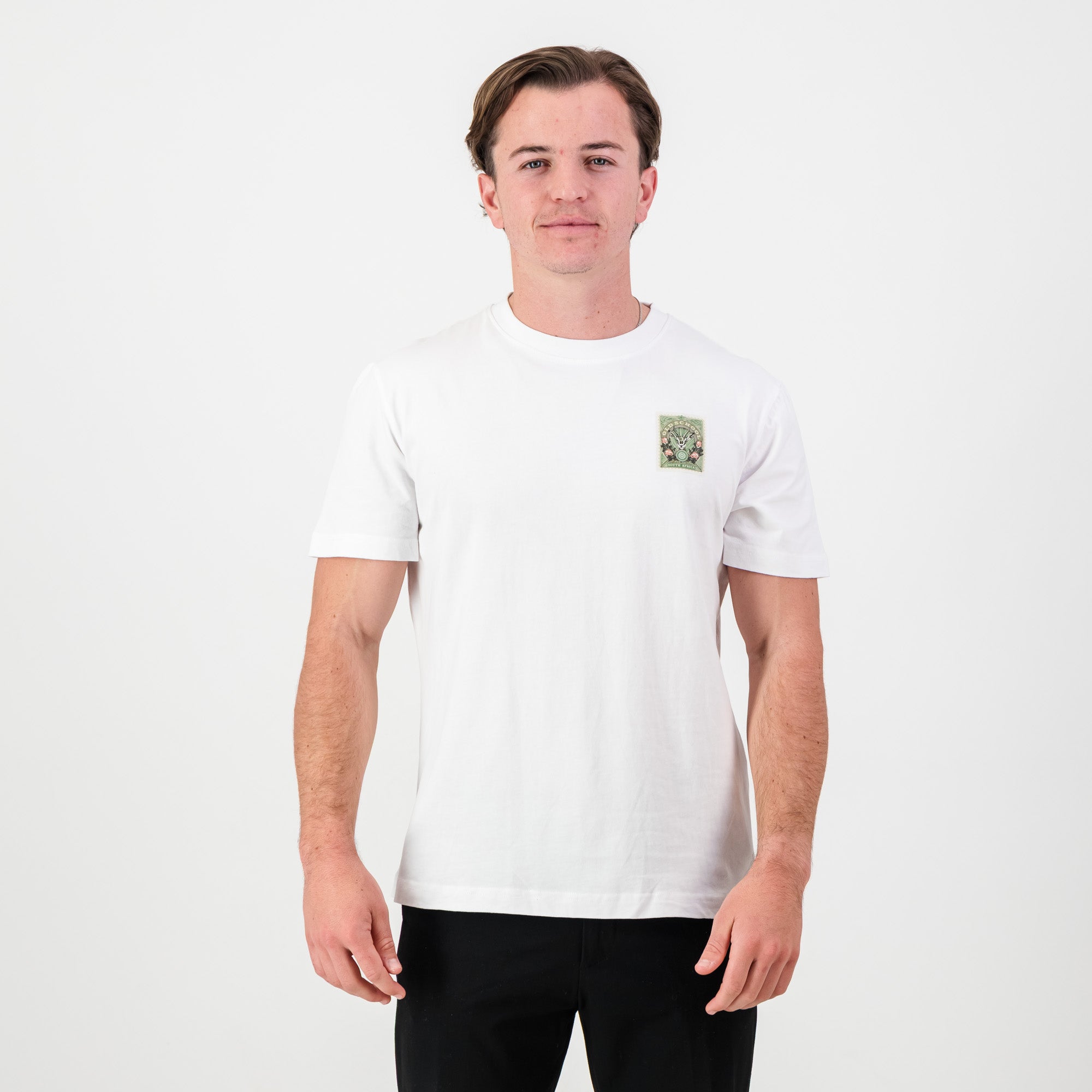 SA Supporters Stamp Reg Crew Tee - White - Old School
