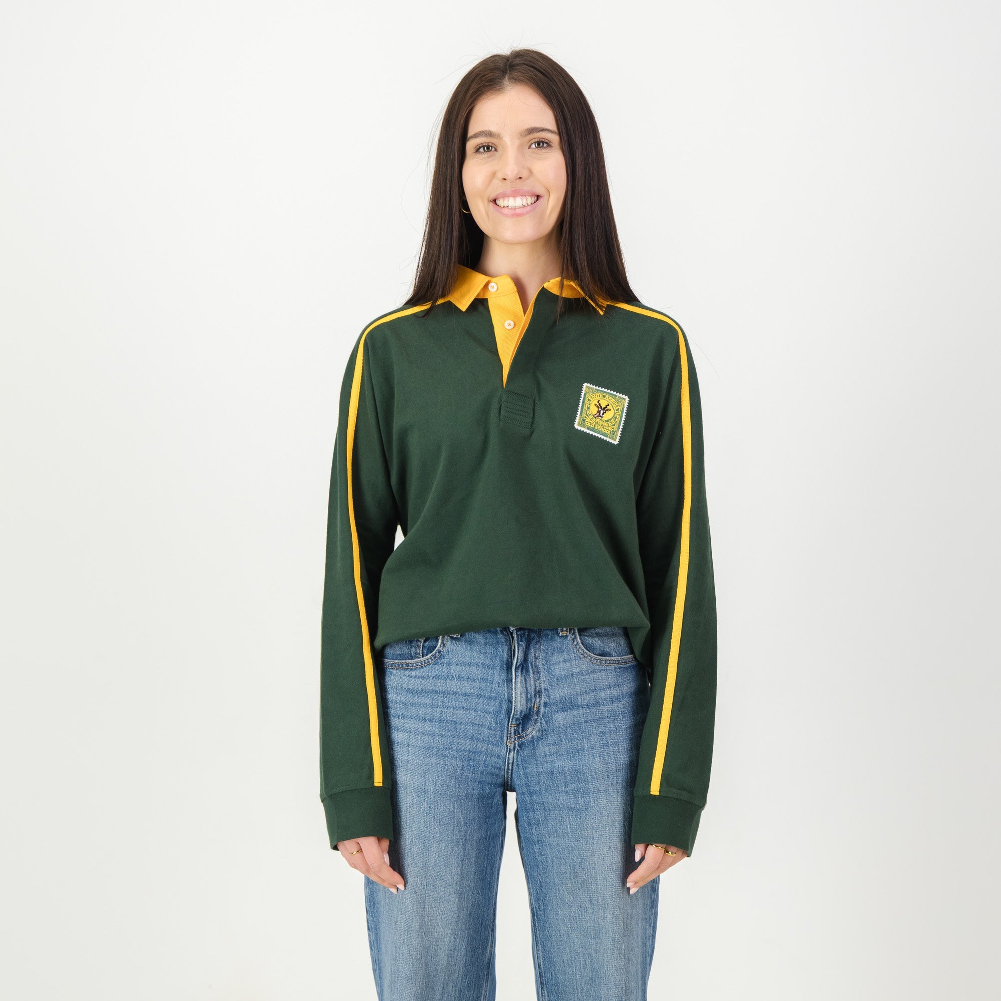 SA Supporters Twill Raglan LS Rugby Jersey - OS Green - Old School