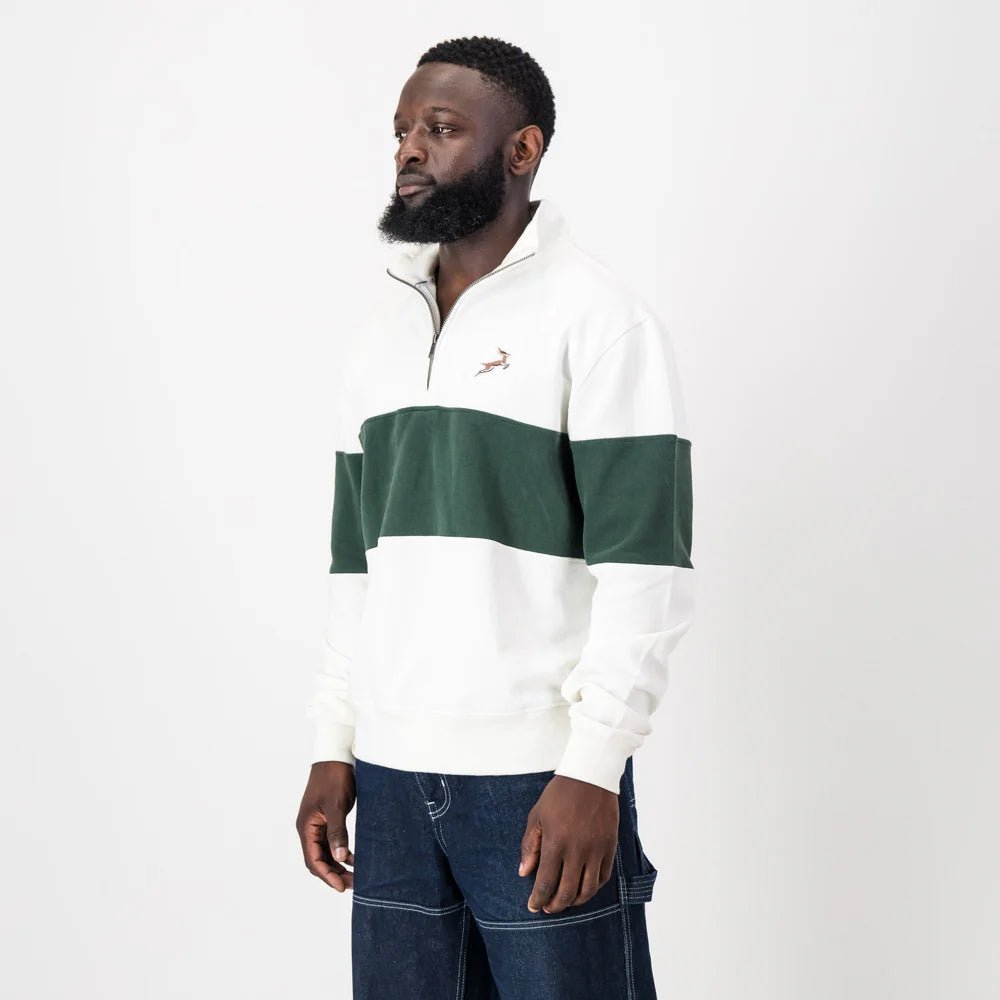 Springboks Classic Hoop Quarter Zip - Cloud Dancer - Old School