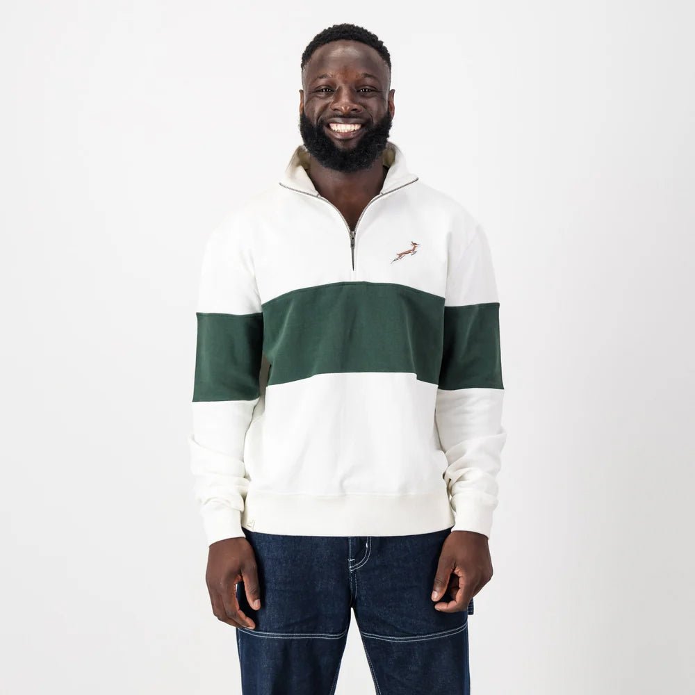 Springboks Classic Hoop Quarter Zip - Cloud Dancer - Old School