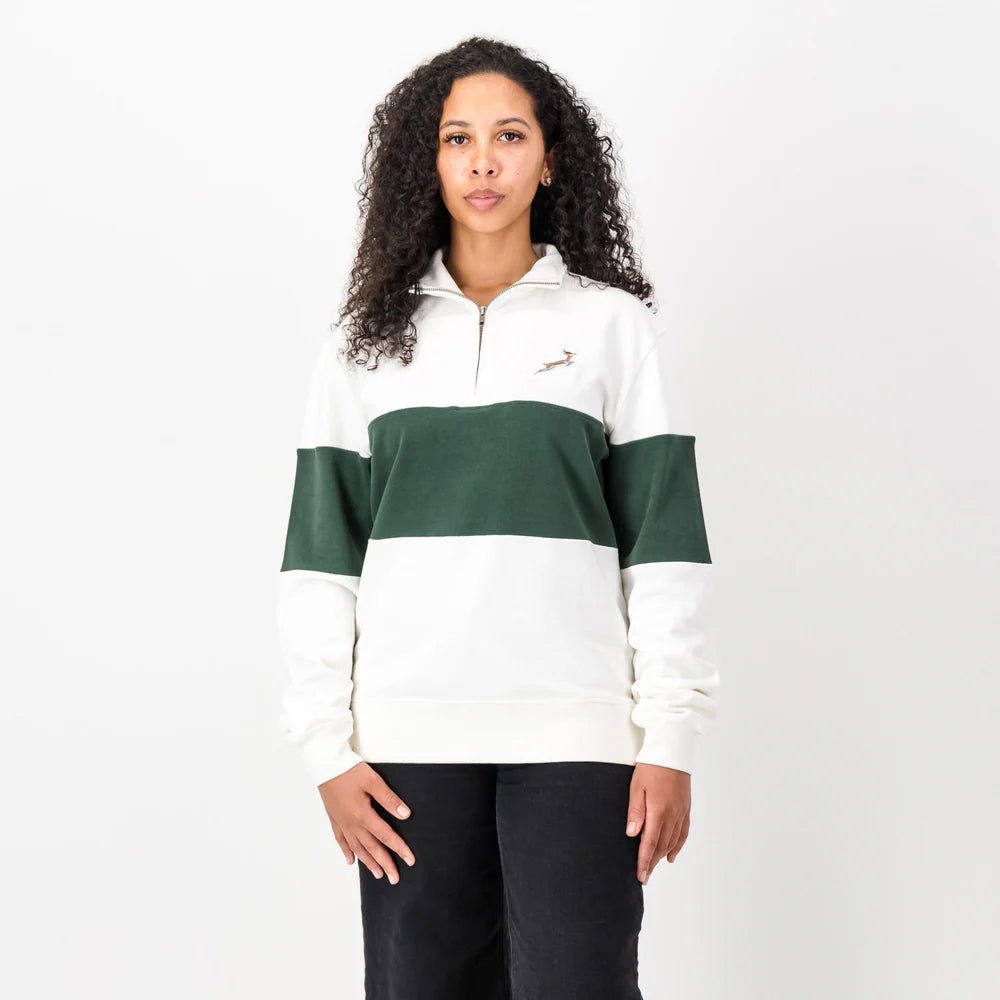 Springboks Classic Hoop Quarter Zip - Cloud Dancer - Old School