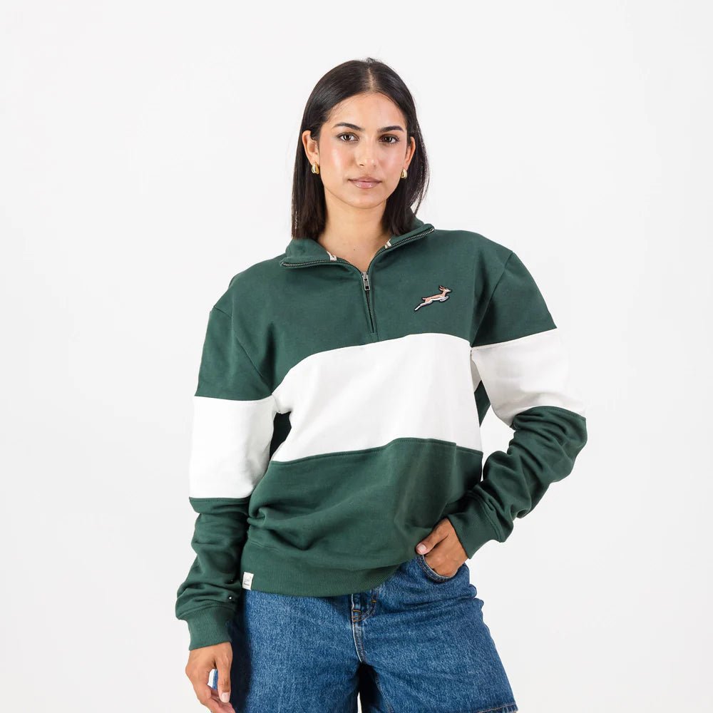 Springboks Classic Hoop Quarter Zip - OS Green - Old School