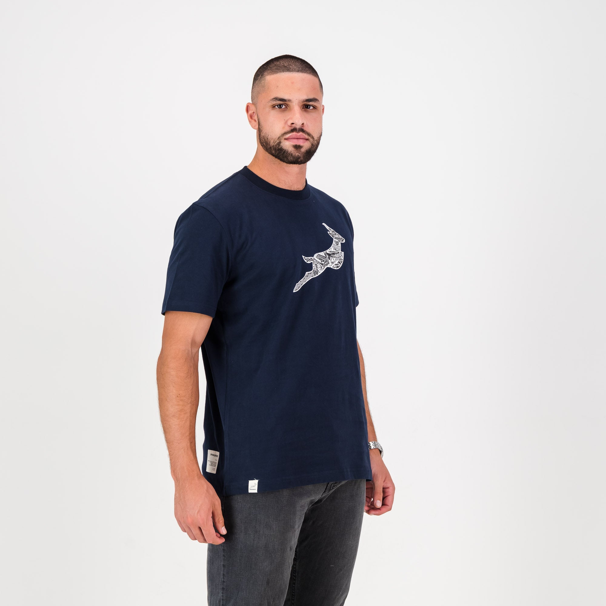Springboks Infill Crew Tee - Navy - Old School