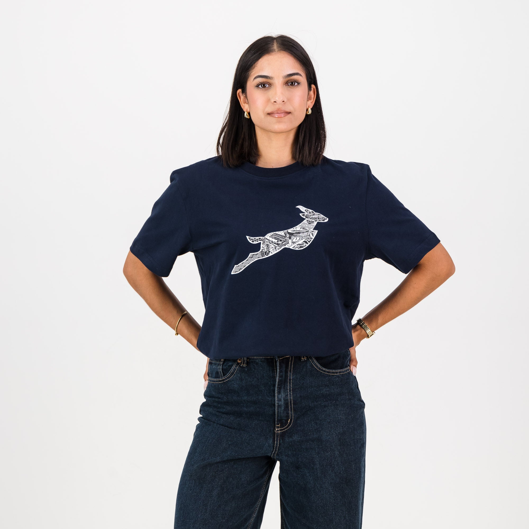Springboks Infill Crew Tee - Navy - Old School