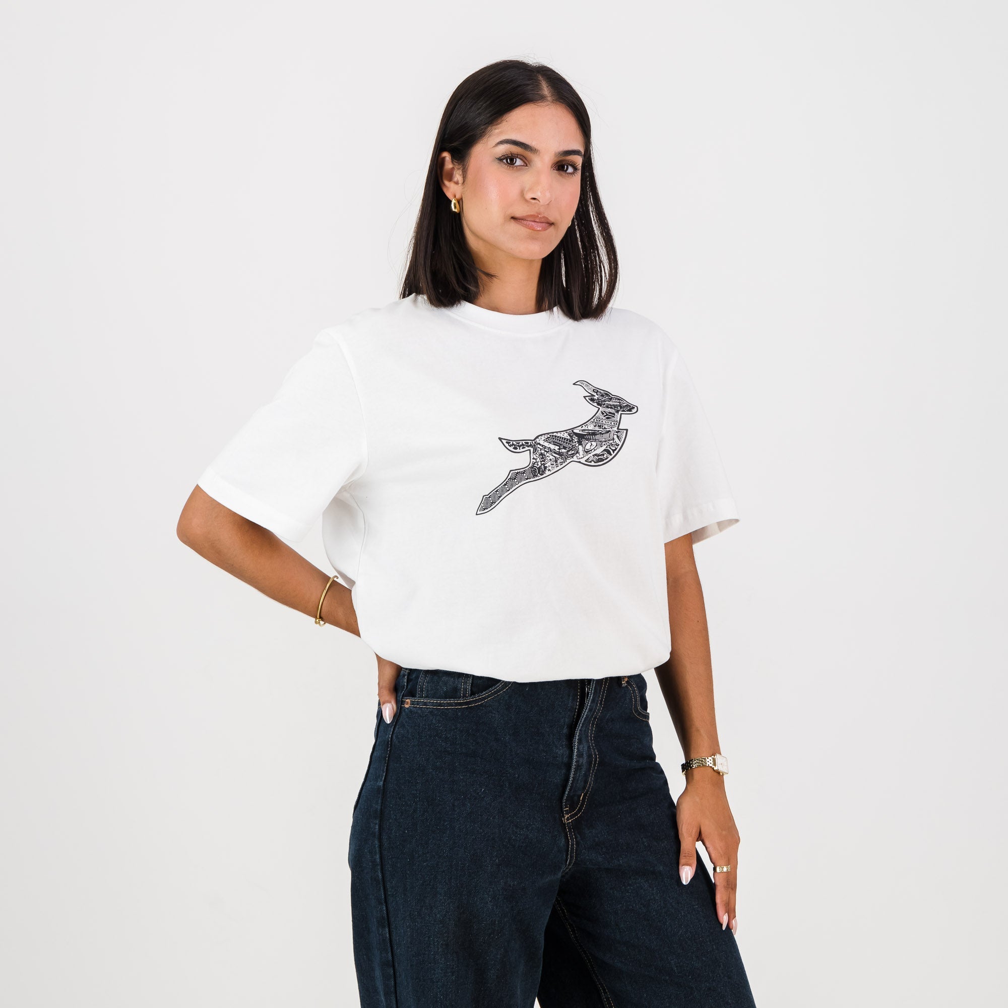 Springboks Infill Crew Tee - White - Old School