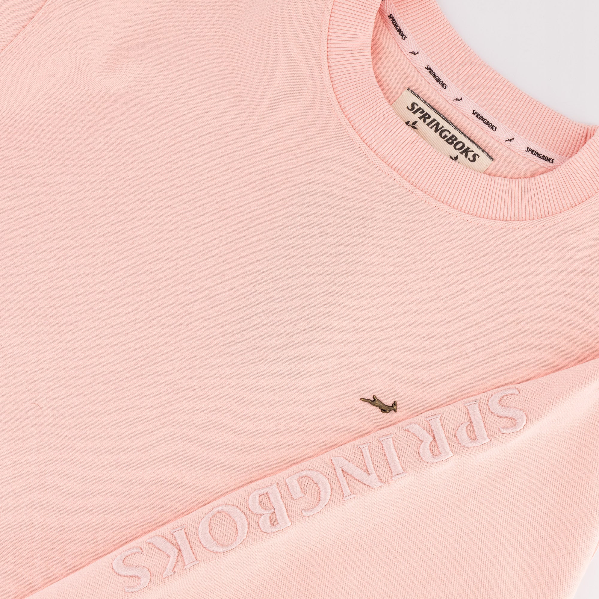 Springboks Metal Rivet Crew Sweat - Rose Quartz - Old School