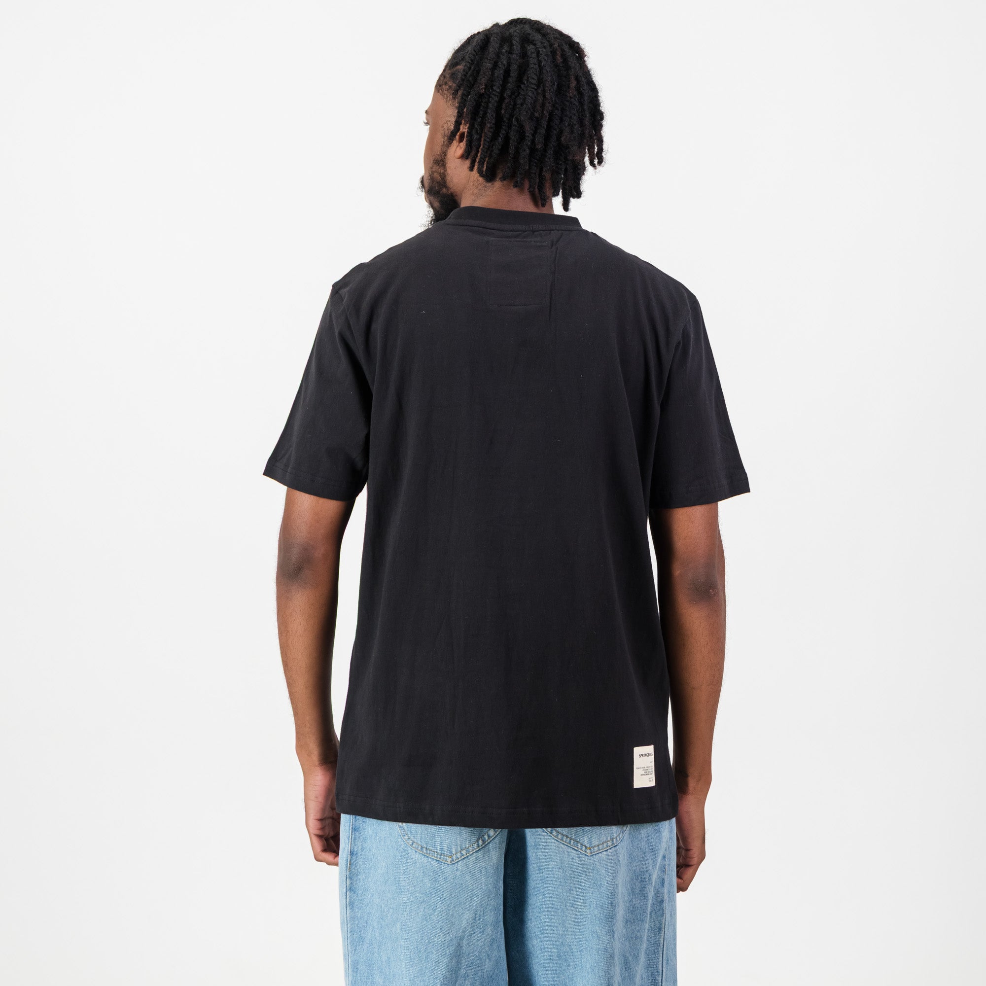 Springboks Outline EMB Regular Crew Tee - Black - Old School