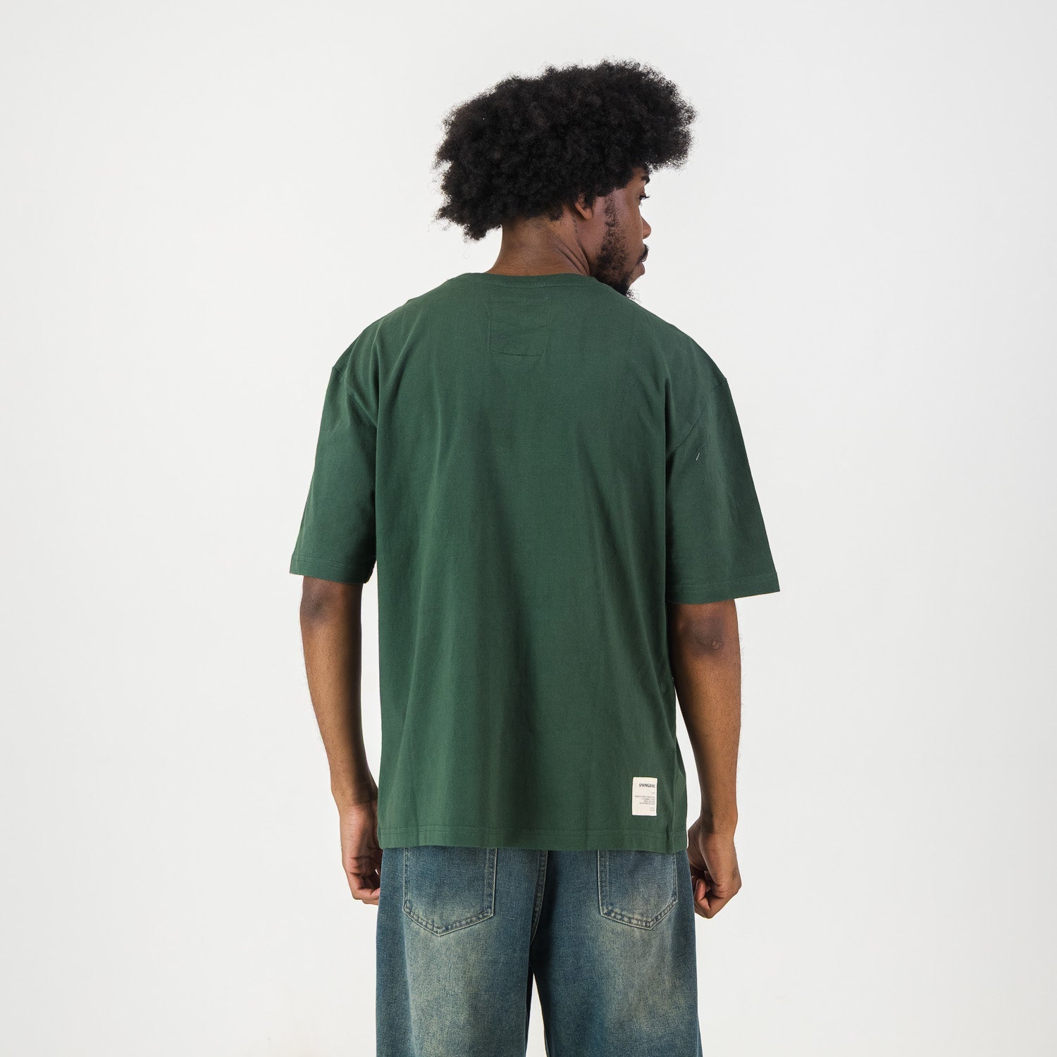 Springboks Pop Badge Boxy Crew Tee - OS Green - Old School
