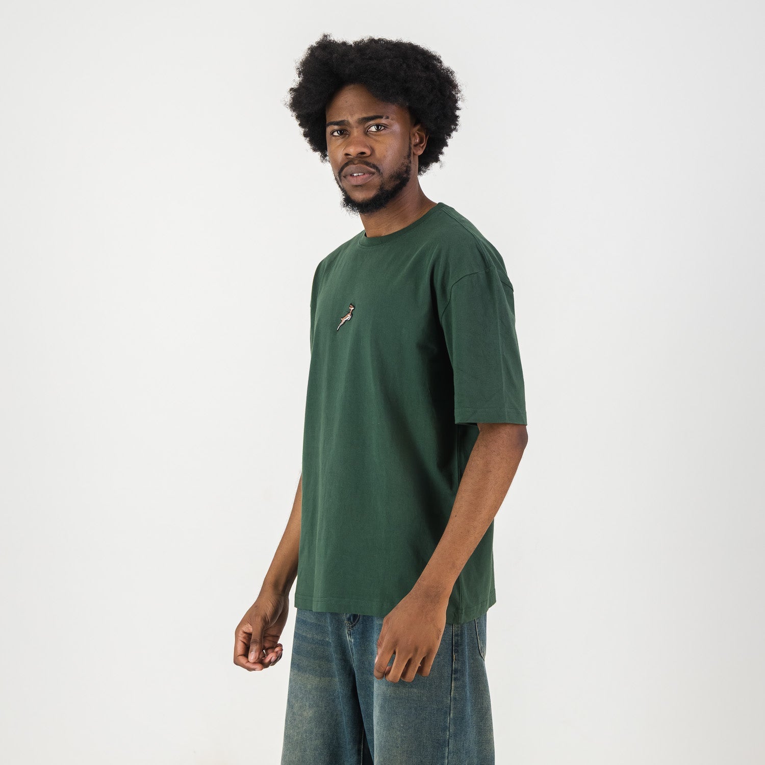 Springboks Pop Badge Boxy Crew Tee - OS Green - Old School