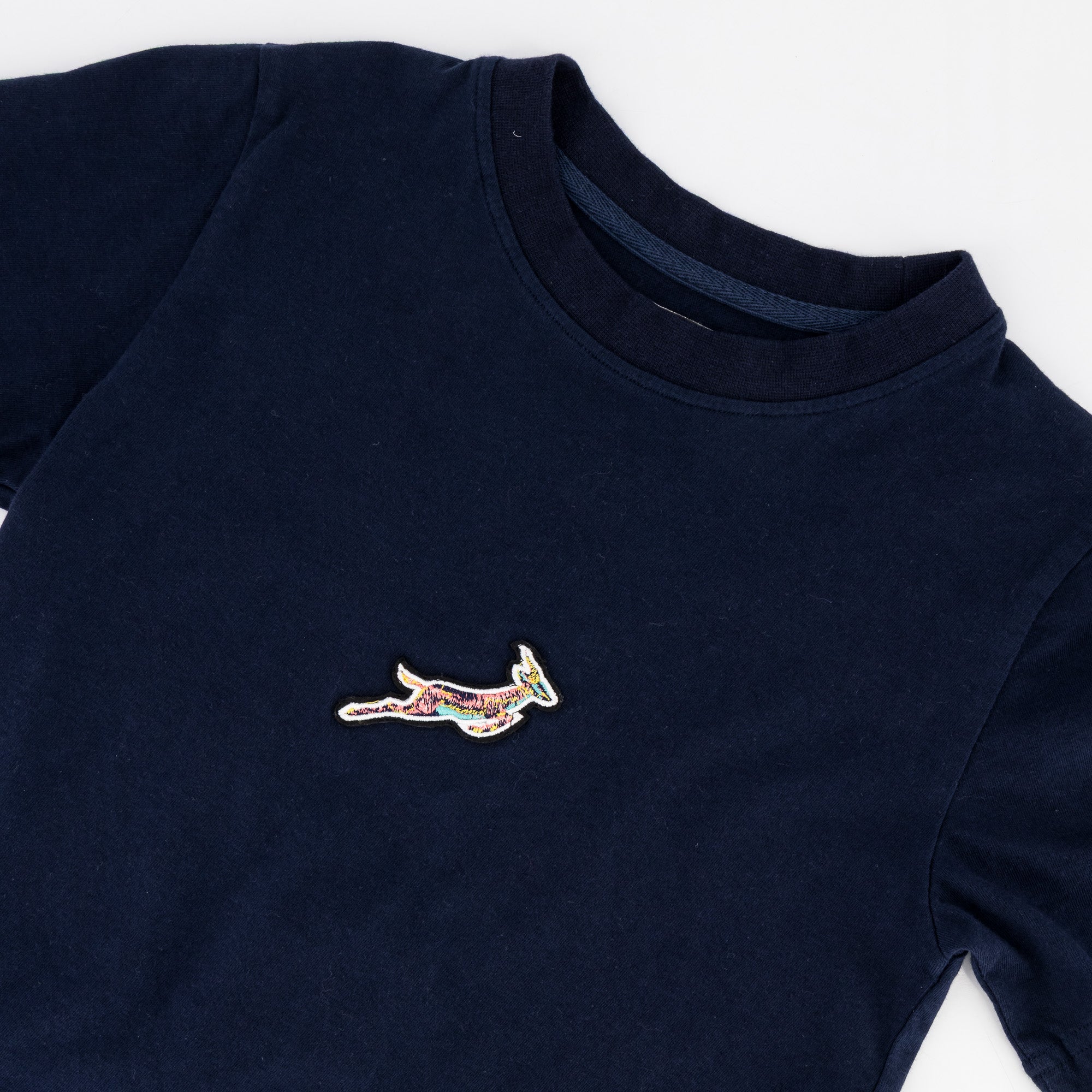 Springboks Pop Badge Kids Crew Tee - Navy - Old School