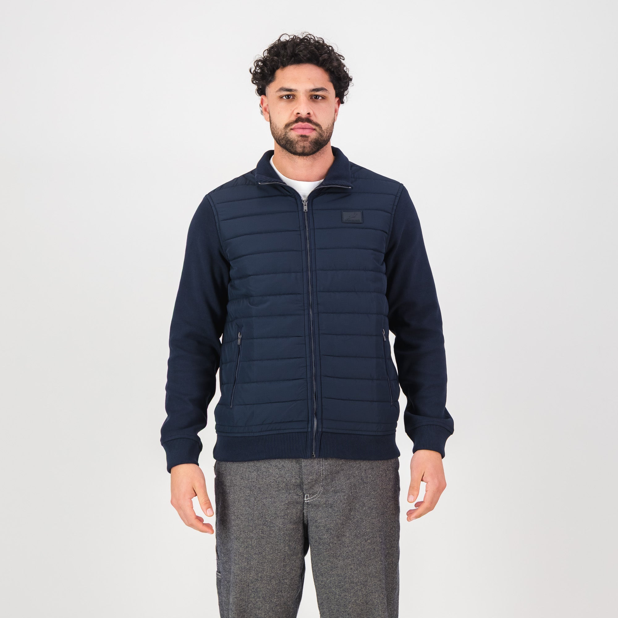 Springboks Quilted Knit Shell Jacket - Navy - Old School