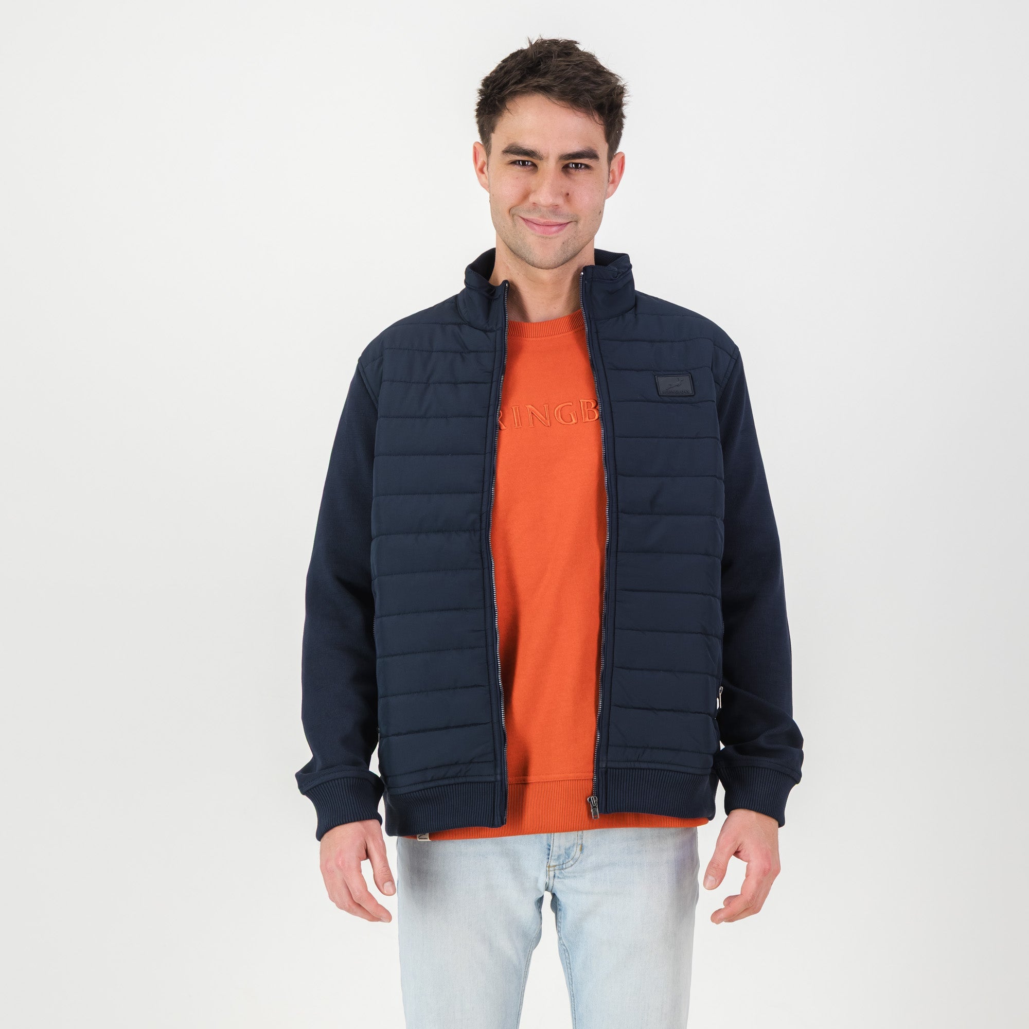 Springboks Quilted Knit Shell Jacket - Navy - Old School