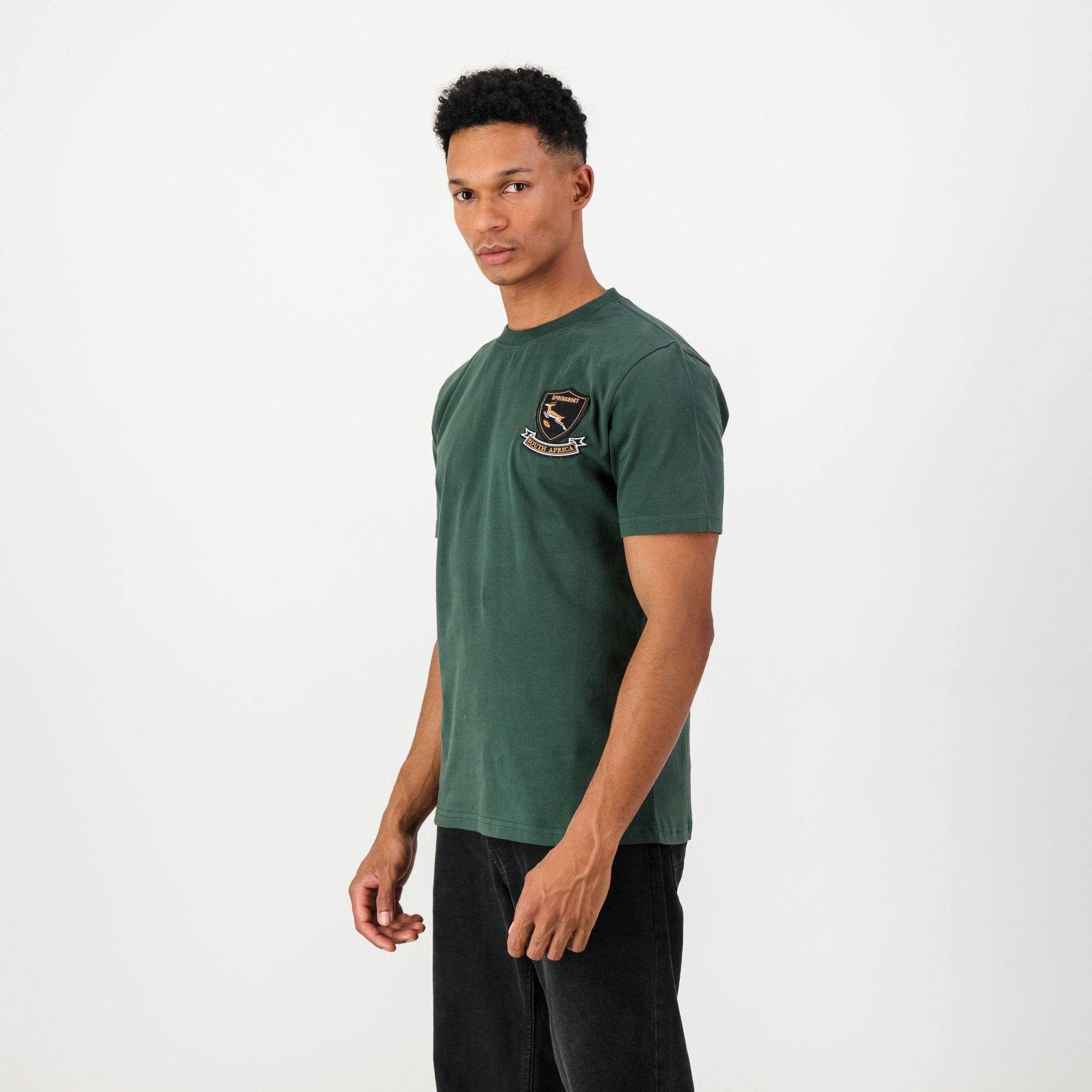 Springboks Shield Crew Tee - OS Green - Old School