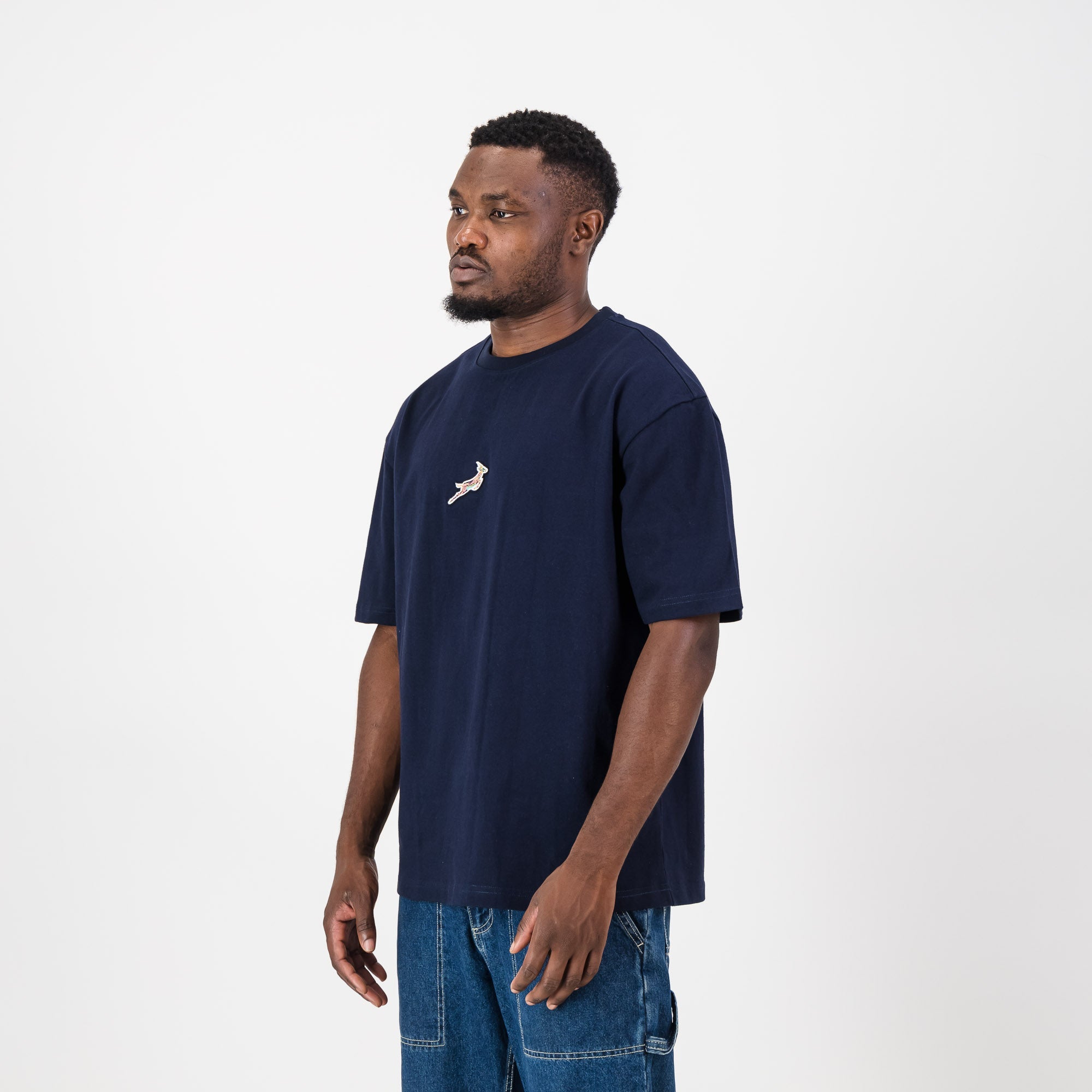 Springboks Small Logo Boxy Tee V2 - Navy - Old School