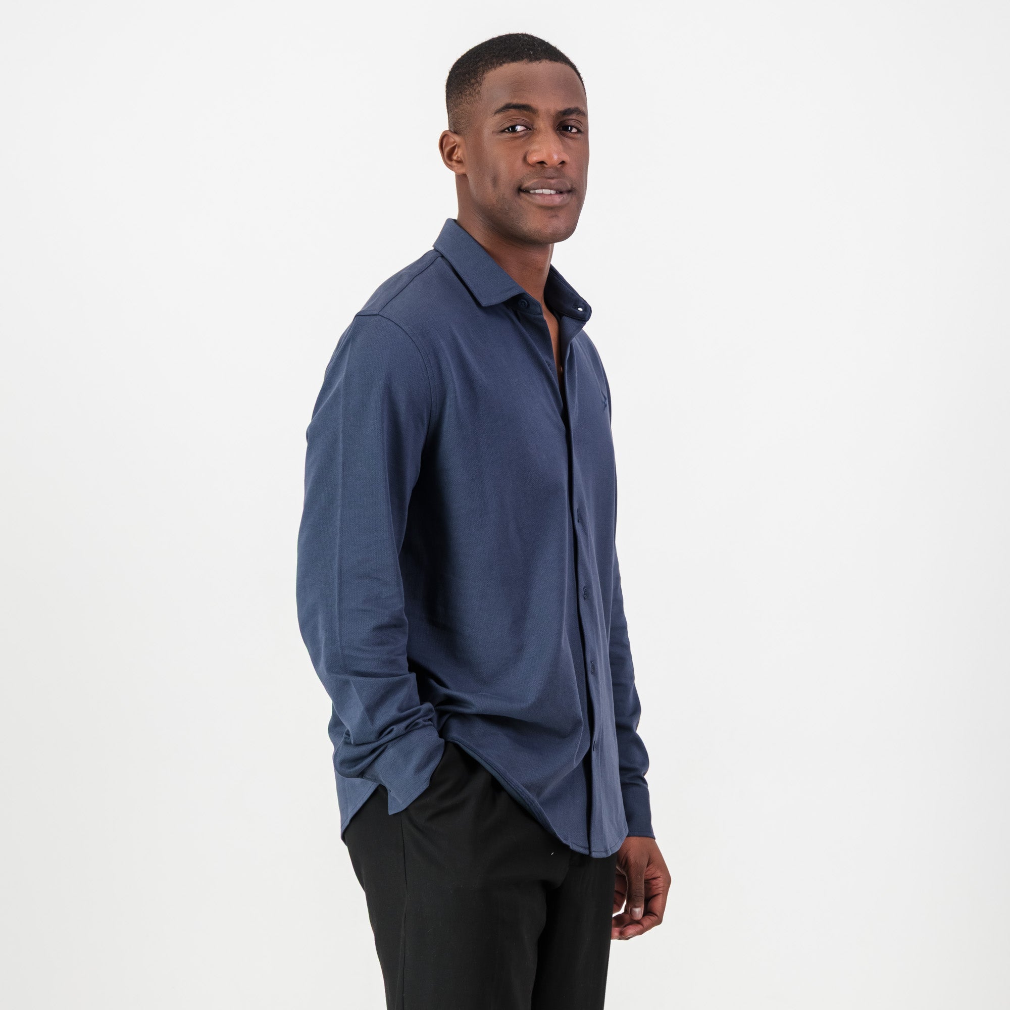 Springboks Tailored LS Shirt - Navy - Old School
