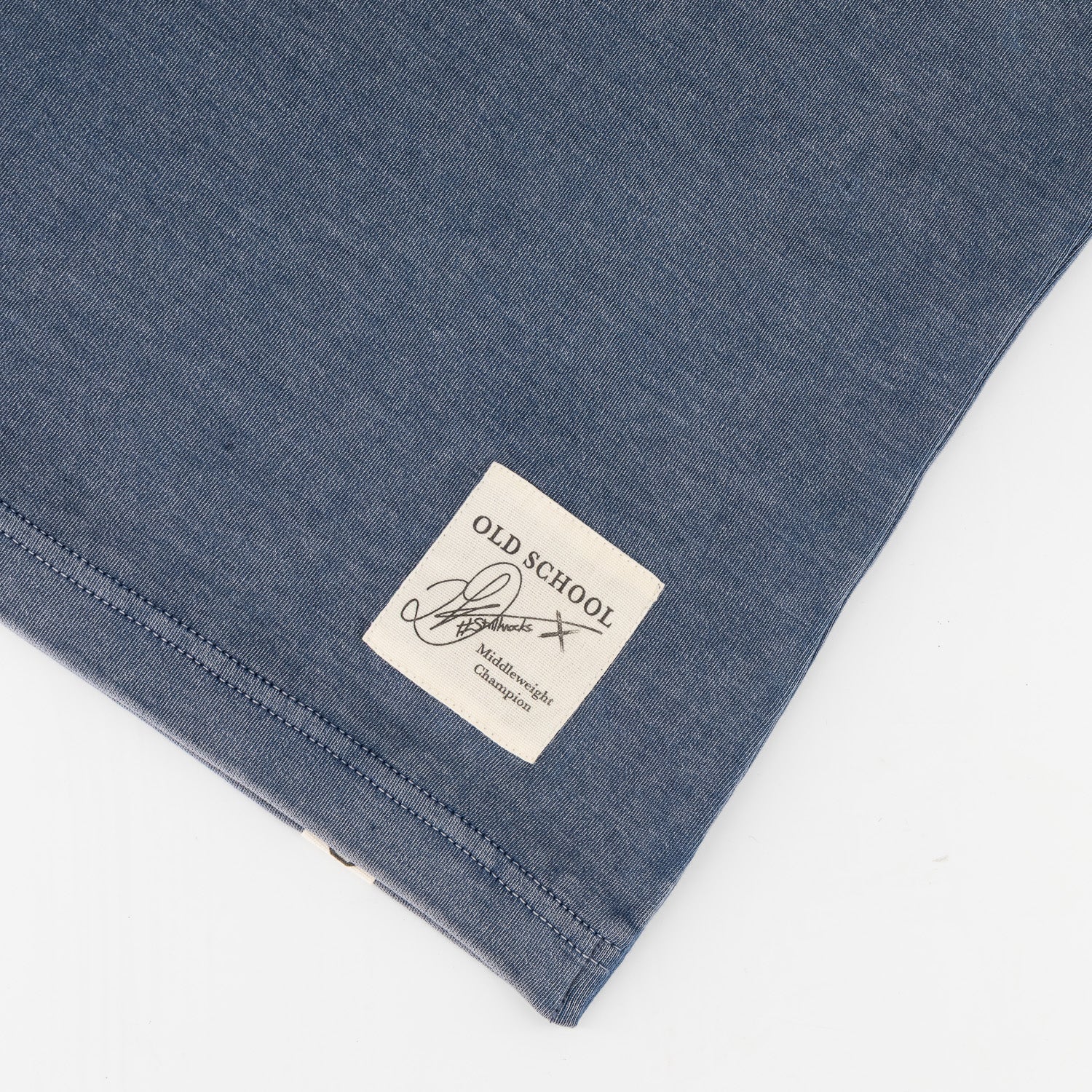 Stillknocks Acid Wash Boxy Crew Tee - Faded Denim - Old School
