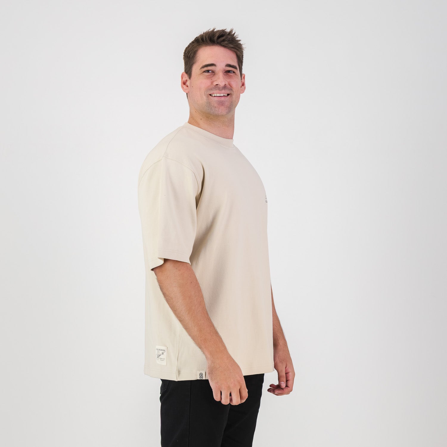 Stillknocks Small Logo Boxy Crew Tee - Ivory - Old School