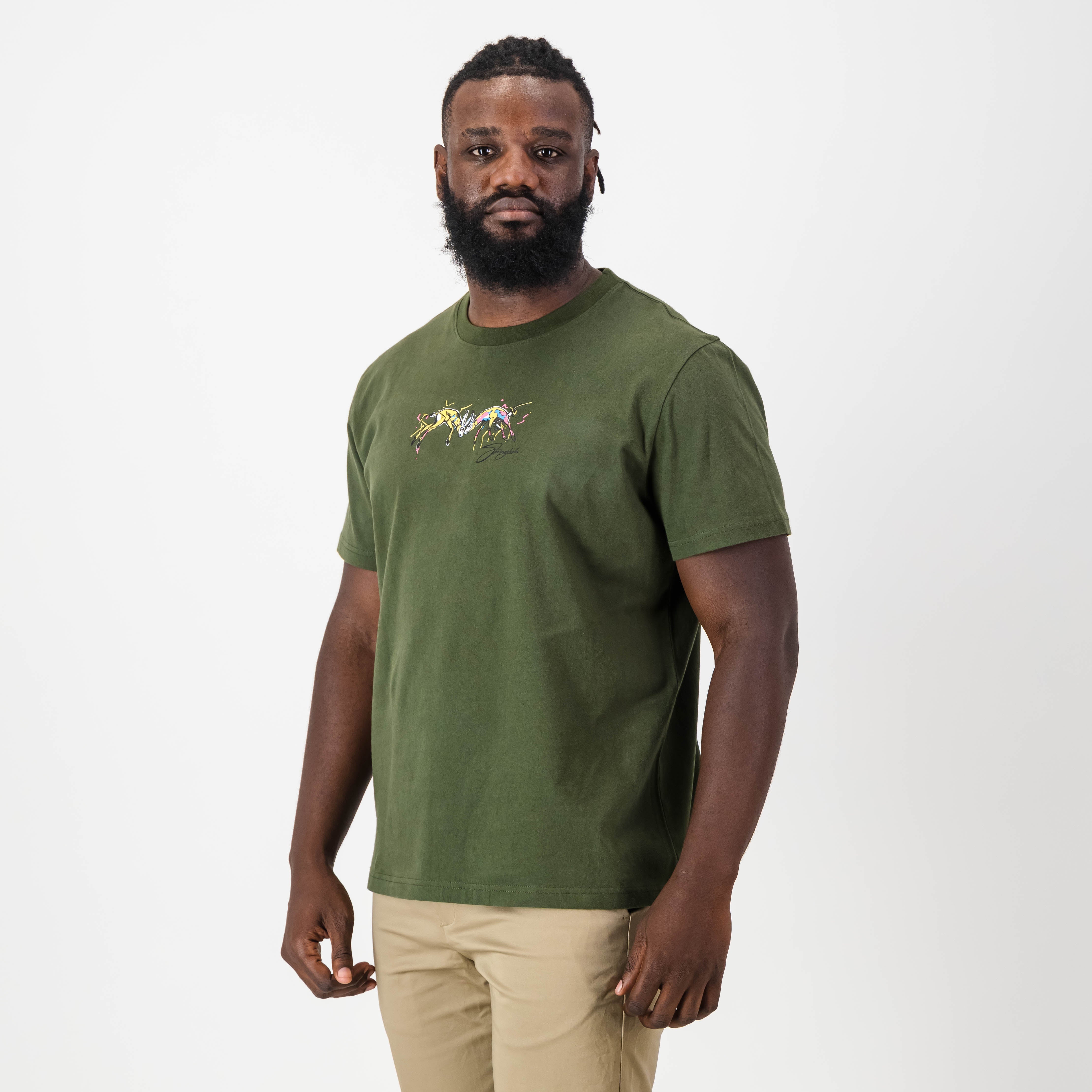 Graffiti Springboks Crew Tee - Military Olive