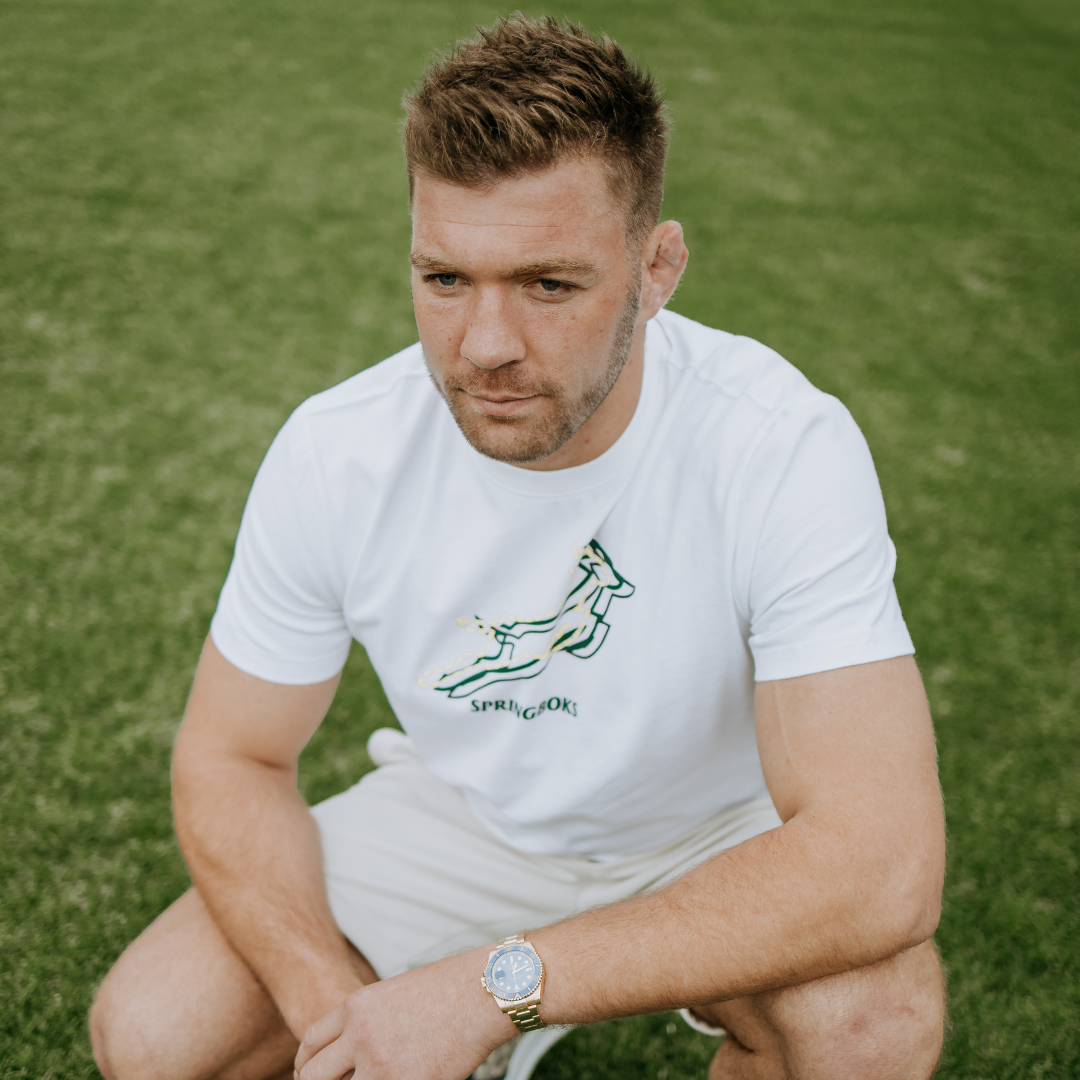 Stacked Springbok Crew Tee-White