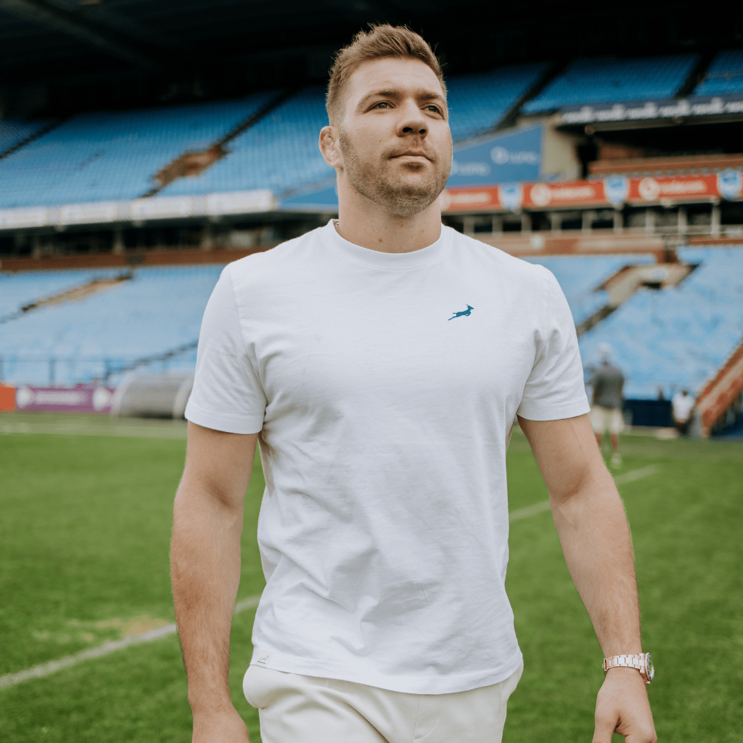 Classic Springbok Crew Tee - White - Old School