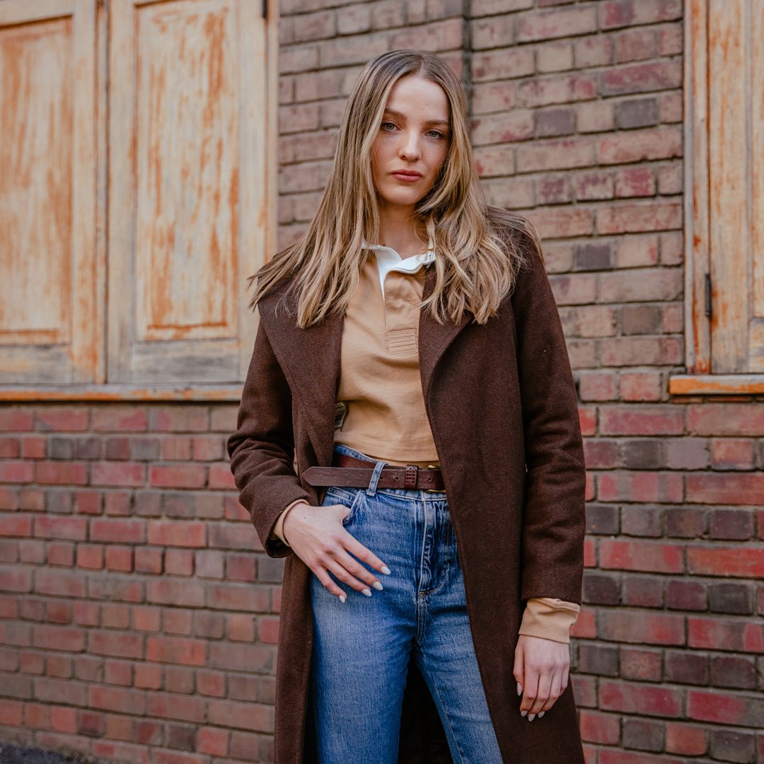 Ladies Cropped Long Sleeve Rugby Jersey - Tan - Old School