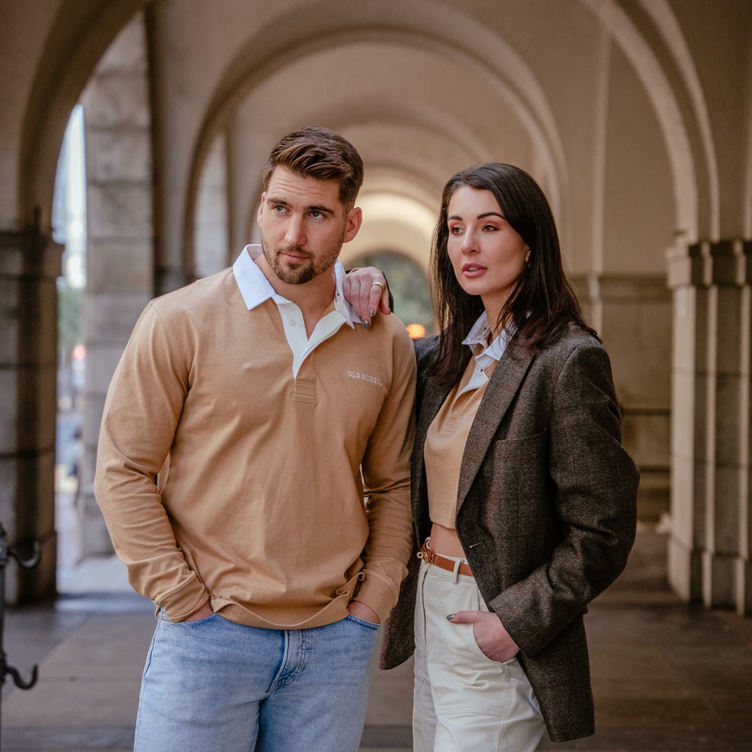 Long Sleeve Rugby Jersey - Tan - Old School