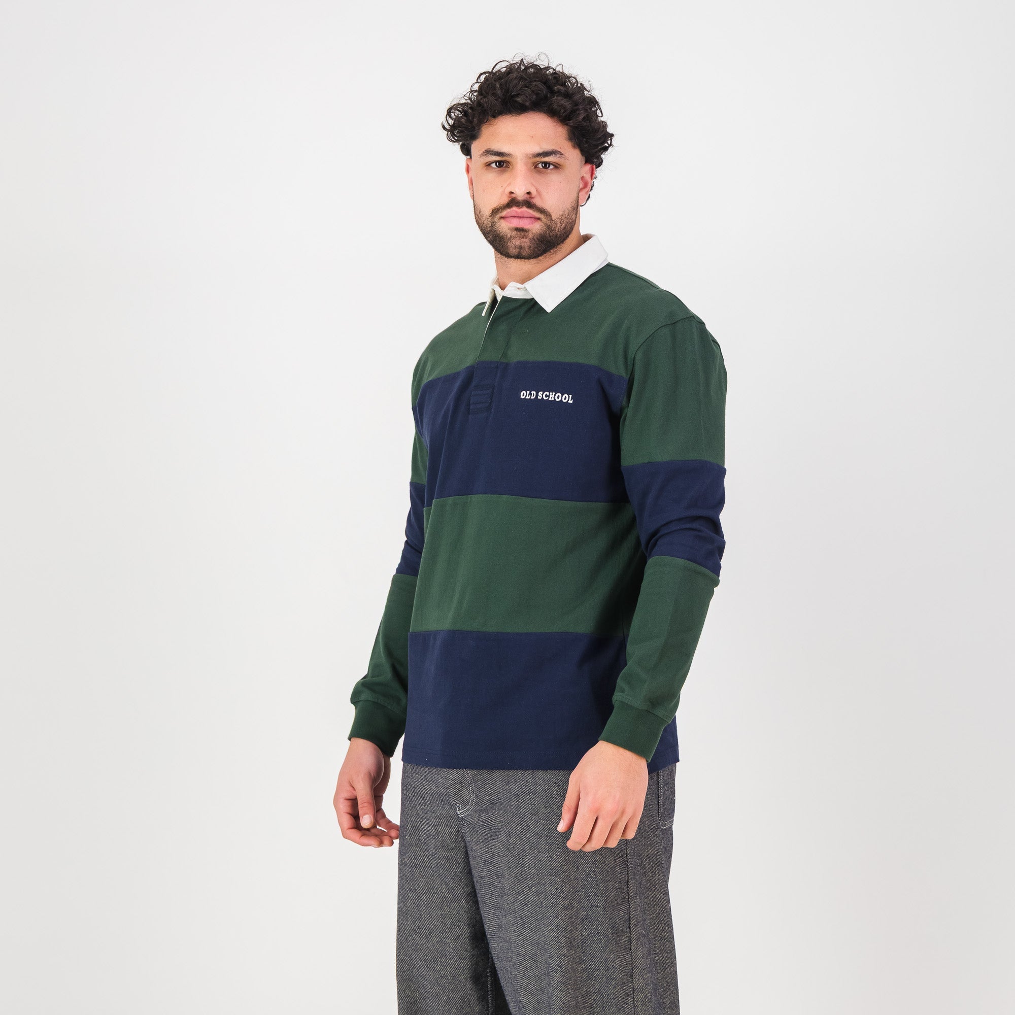 Old School C&S Stripe LS Rugby Jersey - Navy - Old School