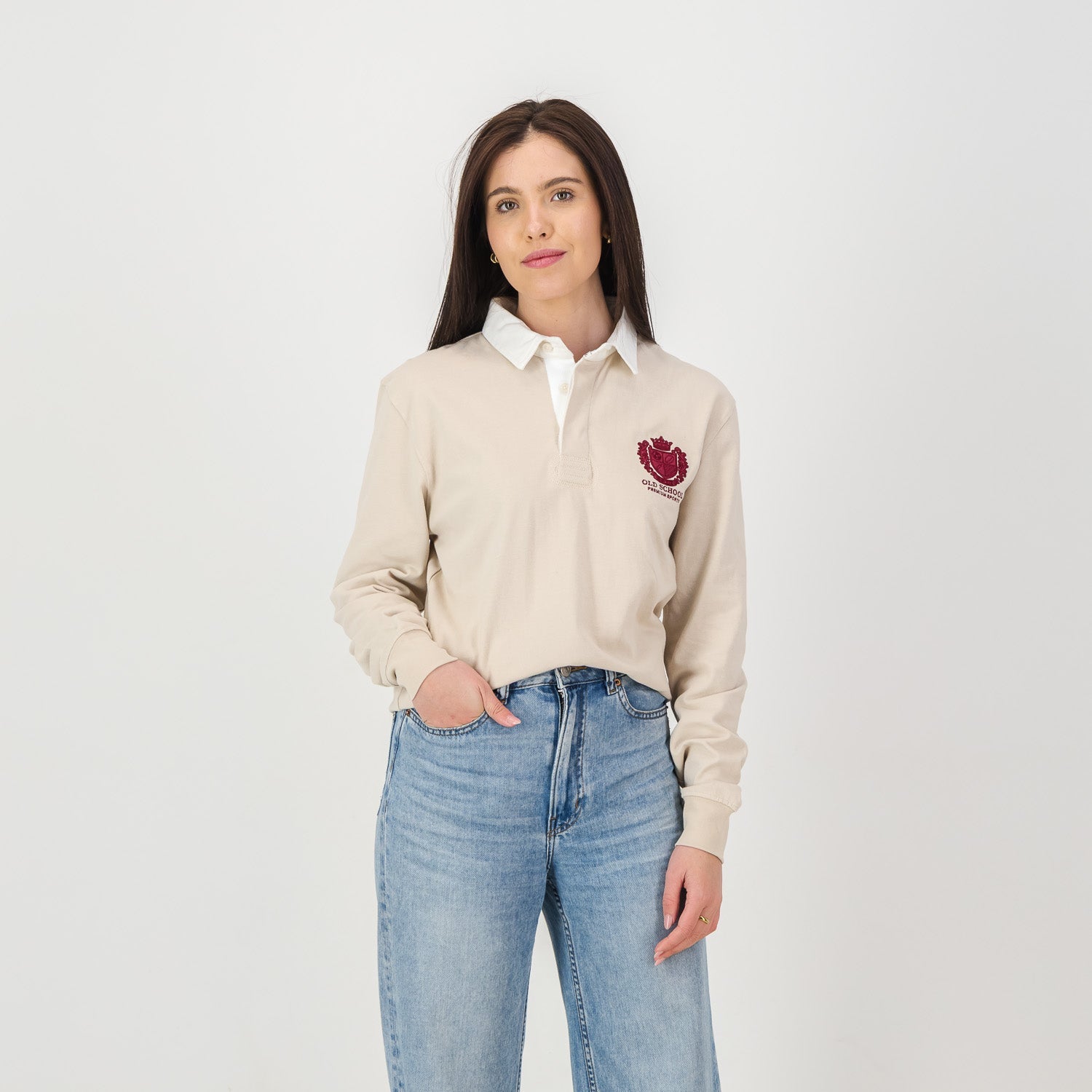 Old School Heraldic LS Rugby Jersey - Ivory - Old School