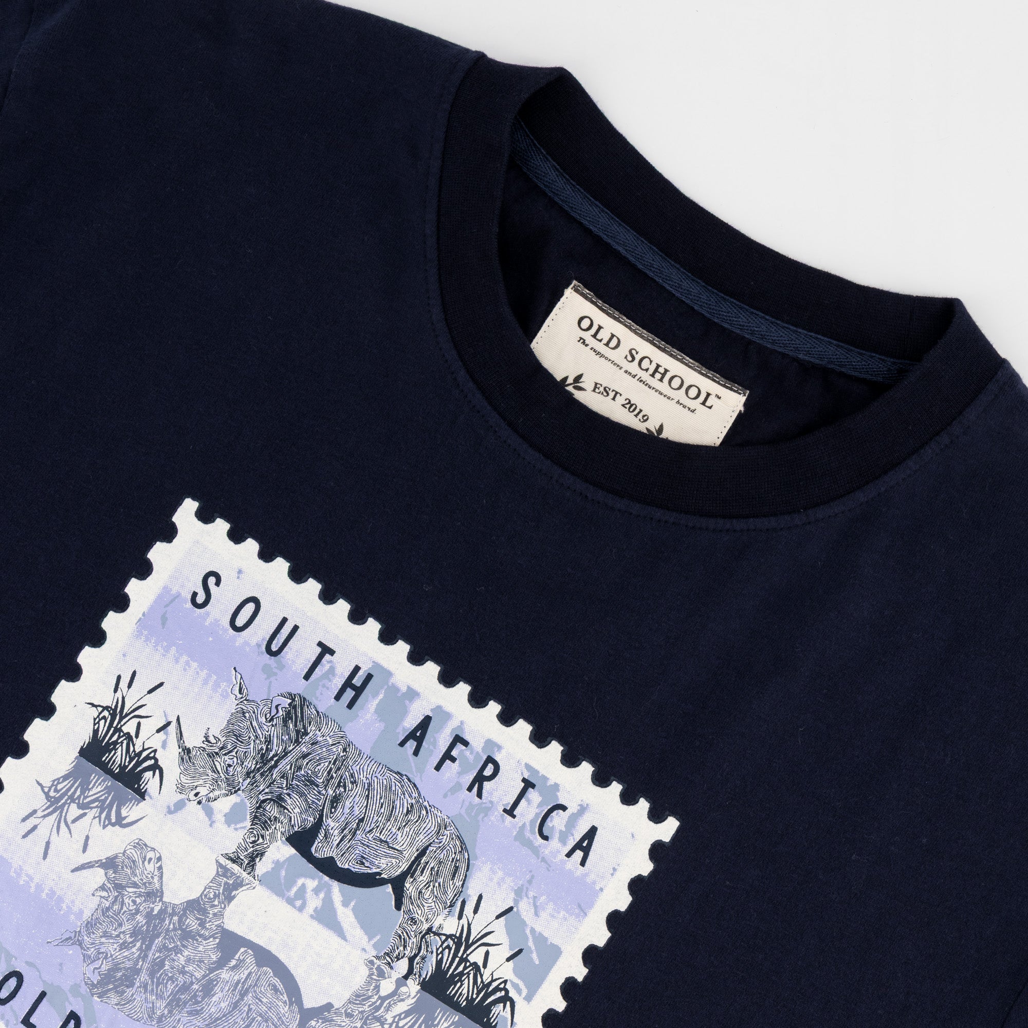Old School Rhino Regular Crew Tee - Navy - Old School