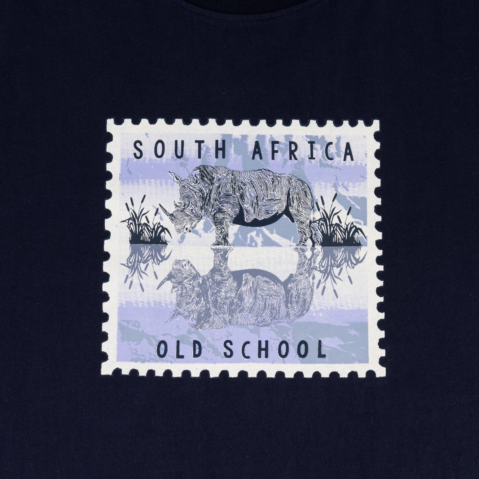 Old School Rhino Regular Crew Tee - Navy - Old School