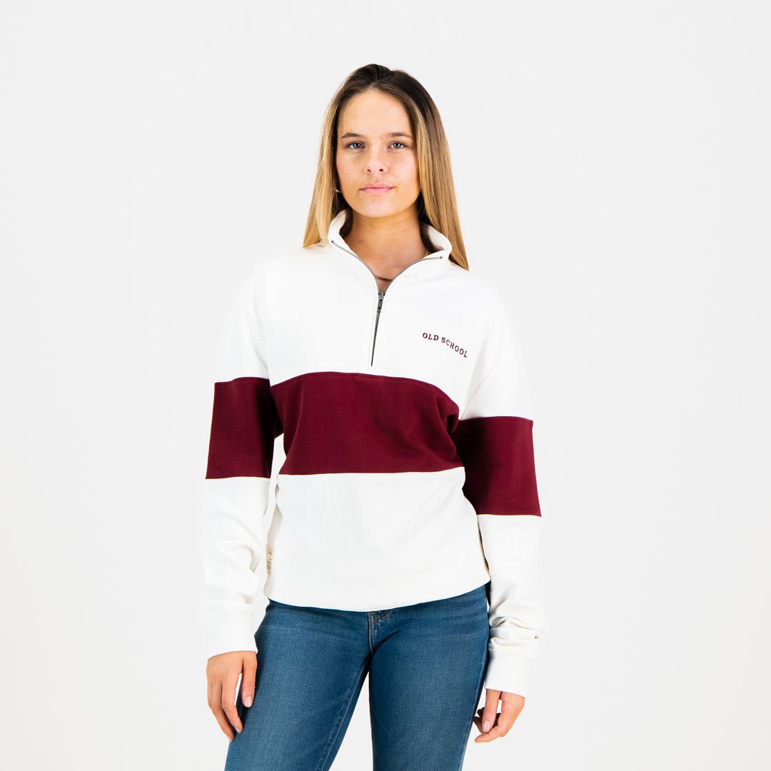 Quarter Zip Sweater - Maroon - Old School