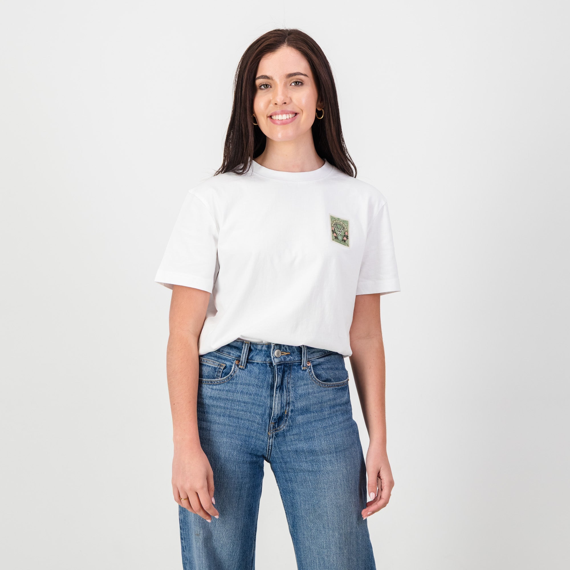 SA Supporters Stamp Reg Crew Tee - White - Old School
