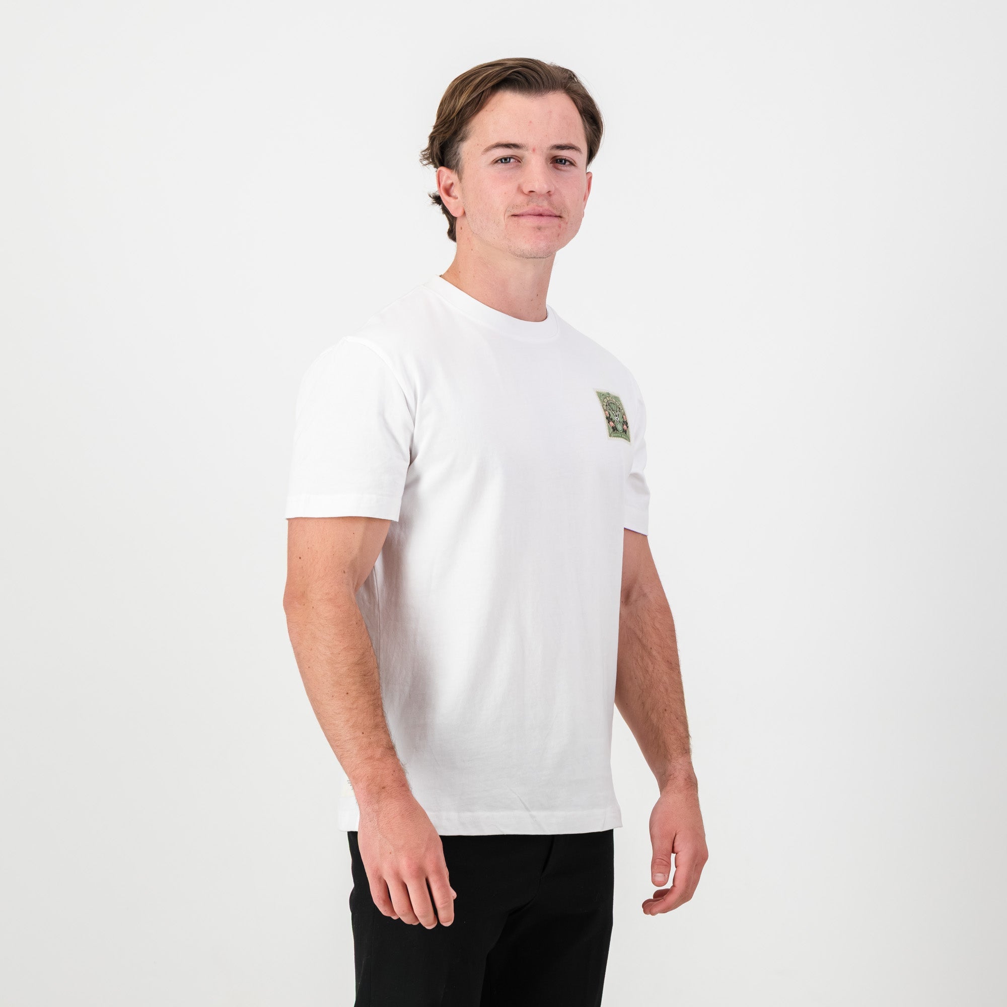 SA Supporters Stamp Reg Crew Tee - White - Old School