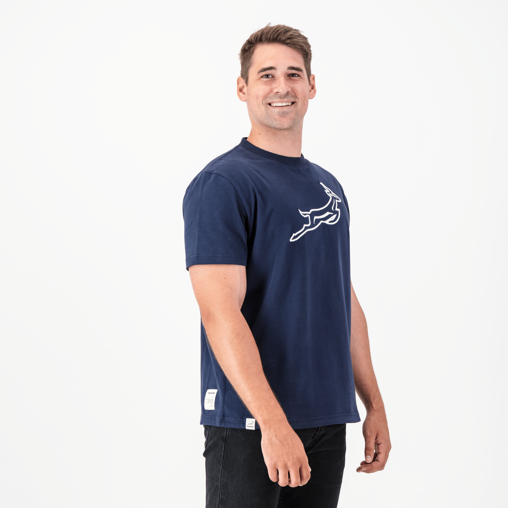 Satin Stitch Springboks Crew Tee - Navy - Old School