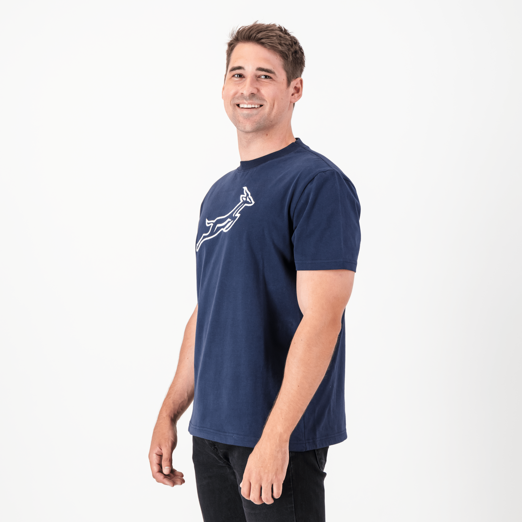 Satin Stitch Springboks Crew Tee - Navy - Old School