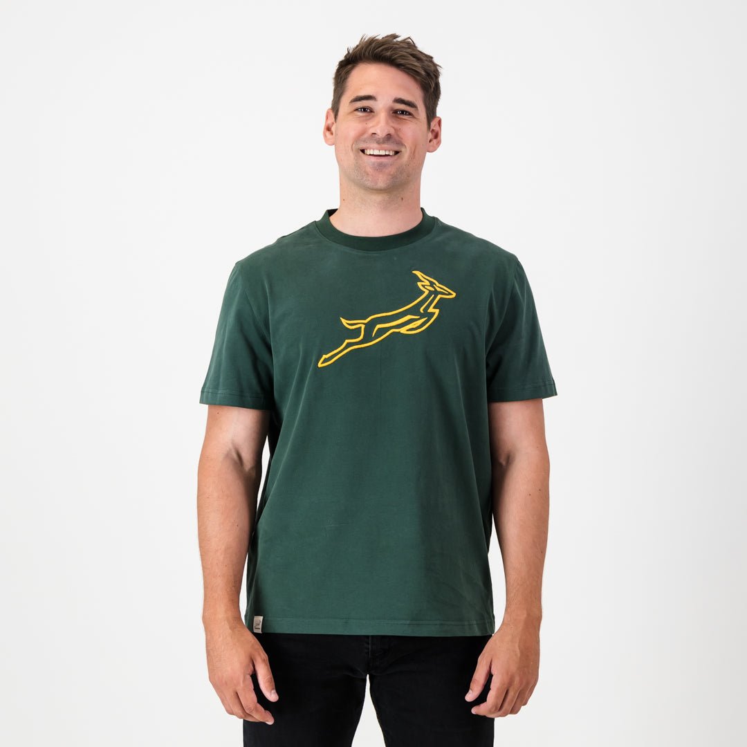 Satin Stitch Springboks Crew Tee - OS Green - Old School