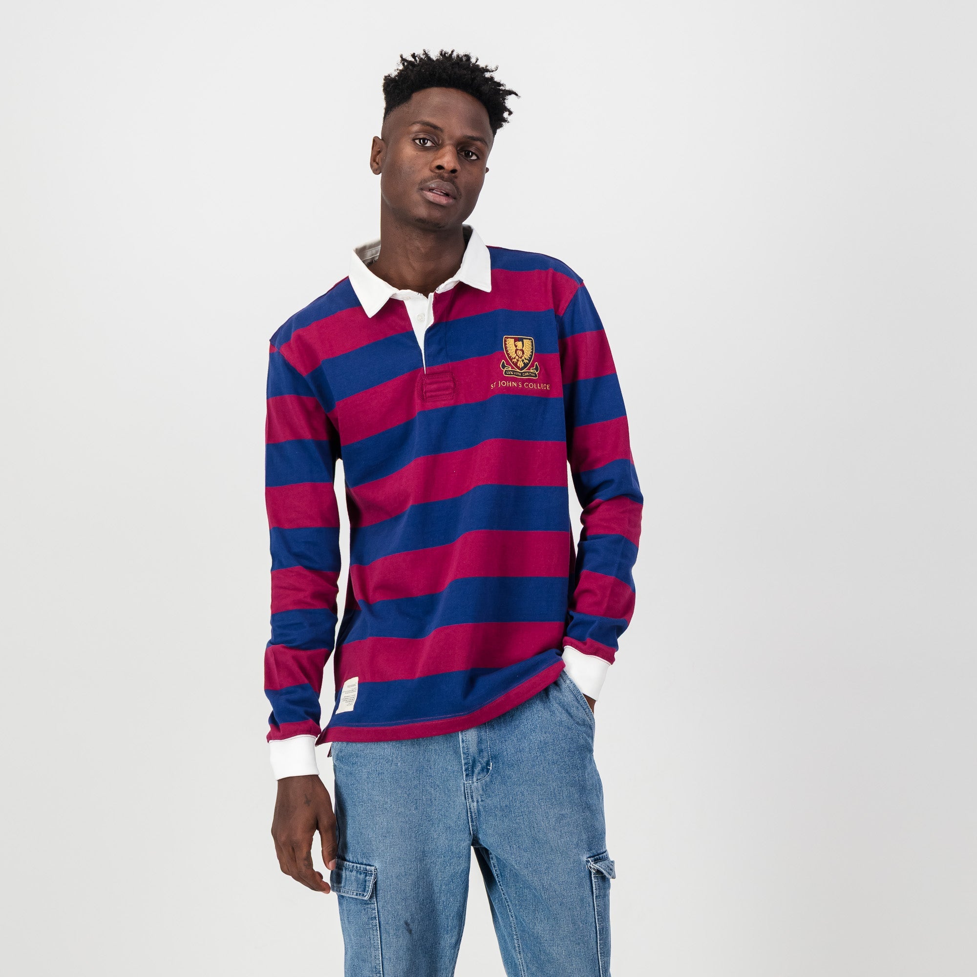 Schools St Johns Long Sleeve Rugby Jersey - Navy Peony - Old School