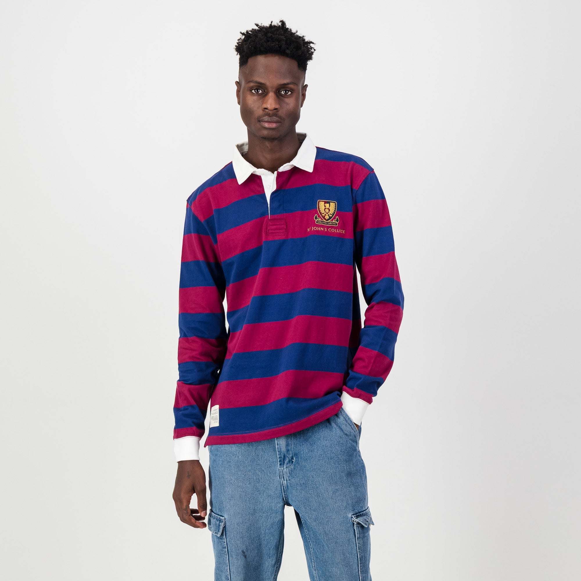Schools St Johns Long Sleeve Rugby Jersey - Navy Peony - Old School