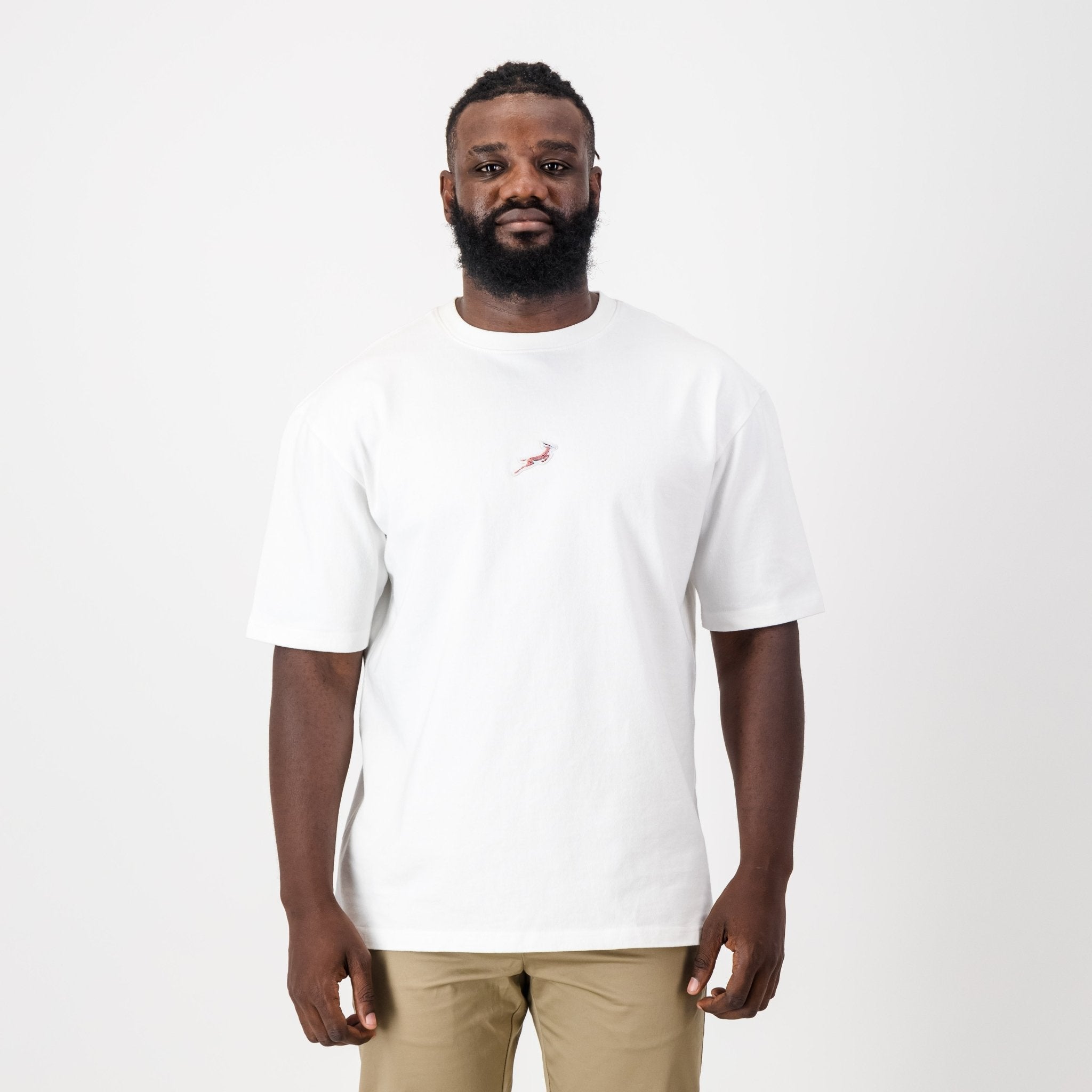 Small Logo Springbok Boxy Crew Tee - White - Old School