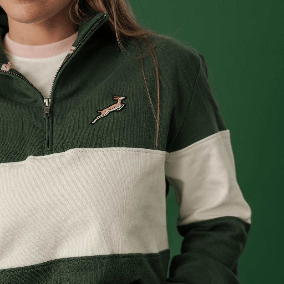 Springboks Classic Hoop Quarter Zip - OS Green - Old School