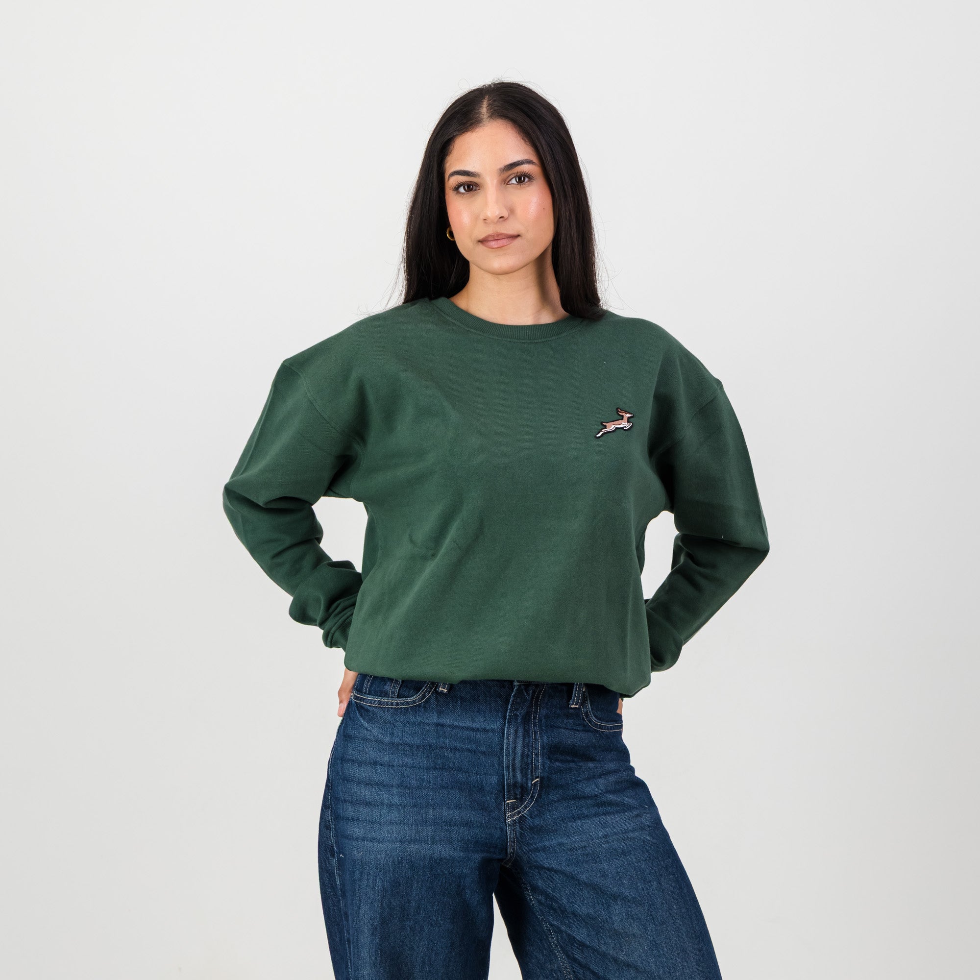 Springboks Nat Badge Crew Neck Sweat - OS Green - Old School